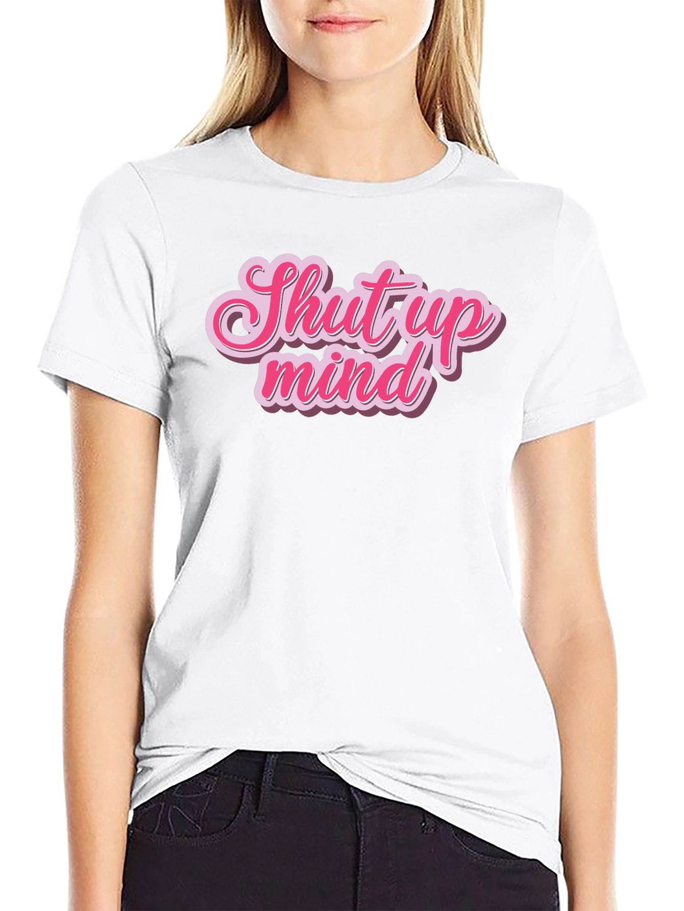 Black Shut Up Mind Graphic Tee - Stylish Black Cotton T-Shirt view 9