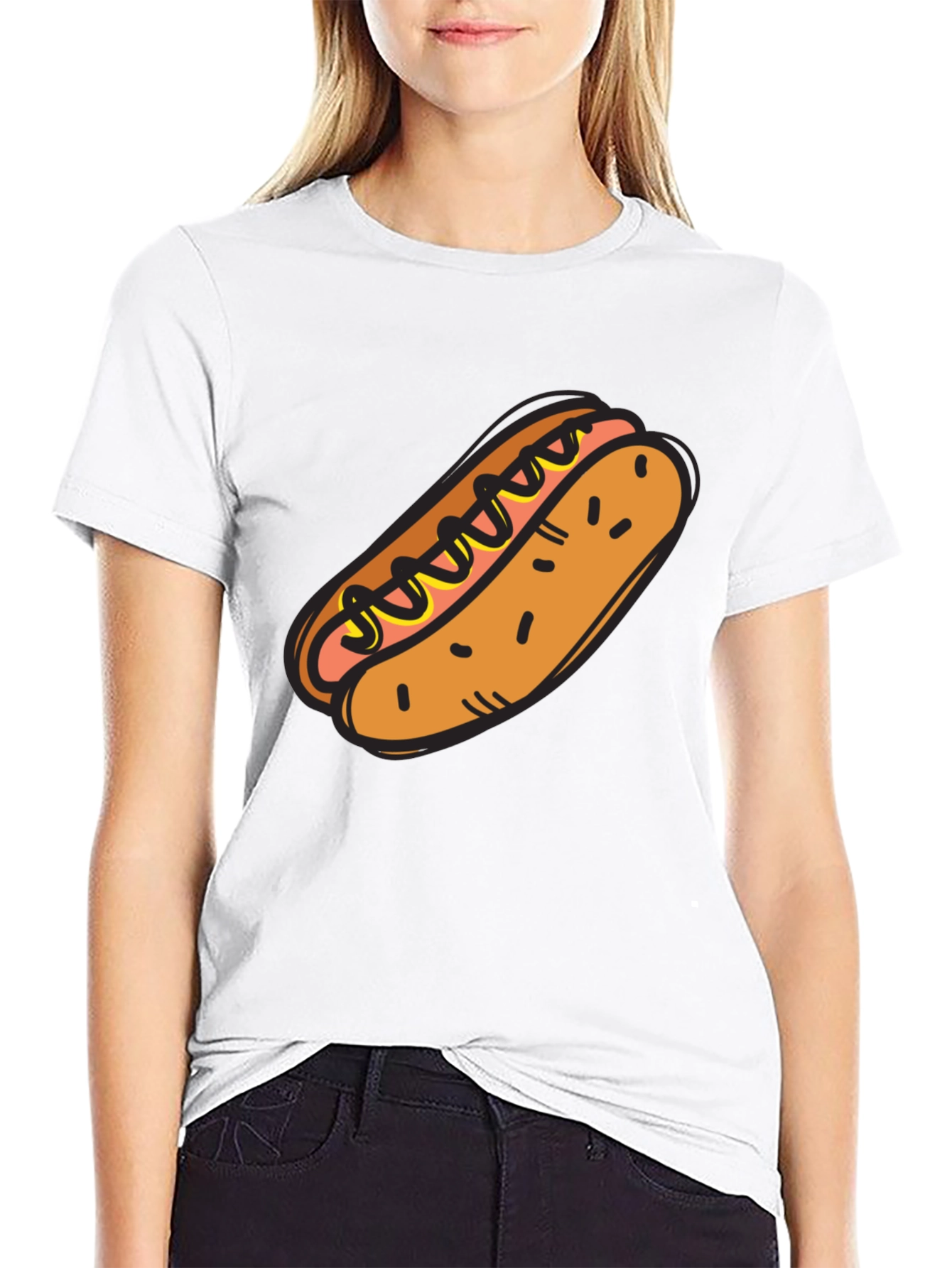 Black Hot Dog Graphic Tee - Novelty T-Shirt view 9