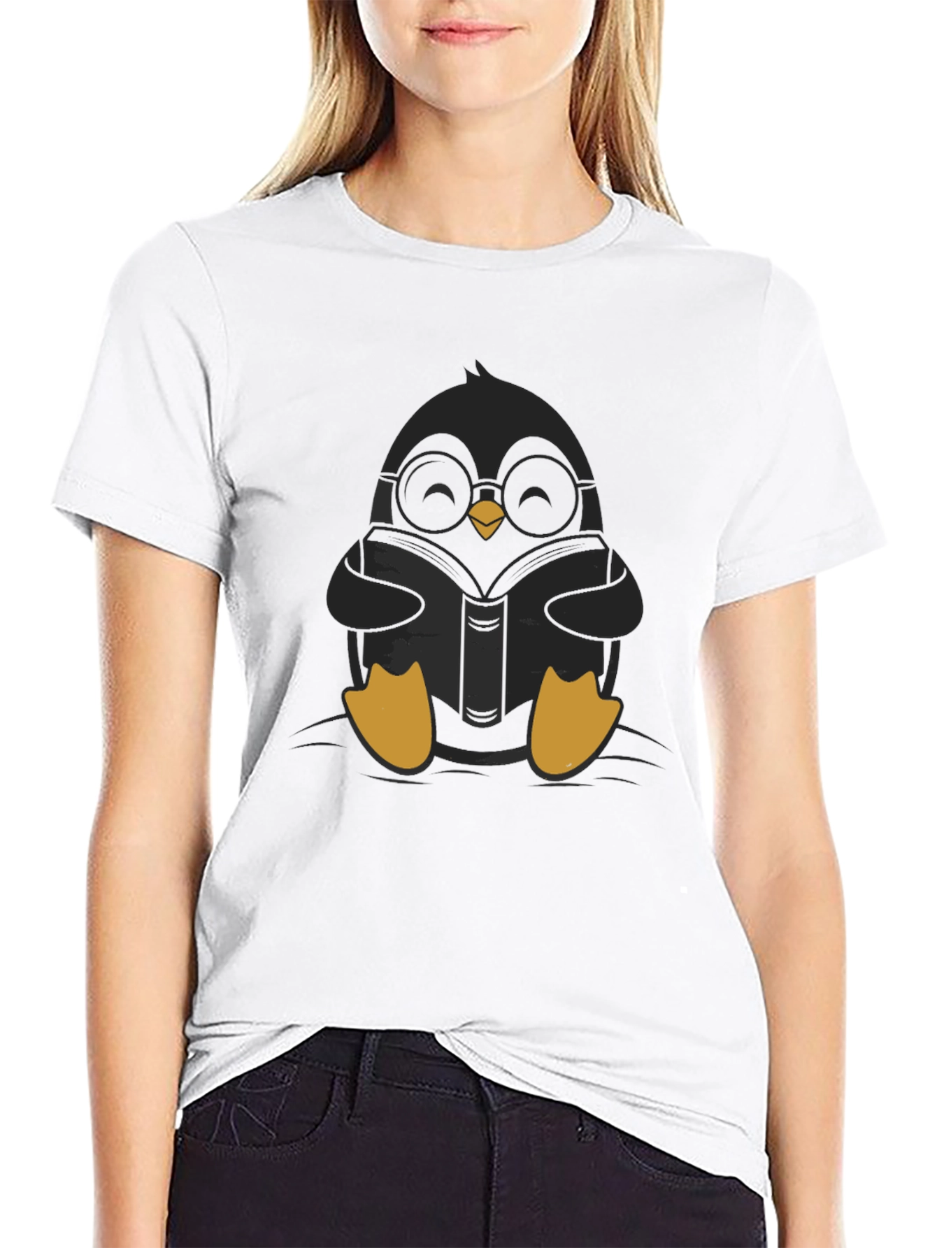 Black Bookish Penguin Graphic Tee - Stylish & Unique view 9