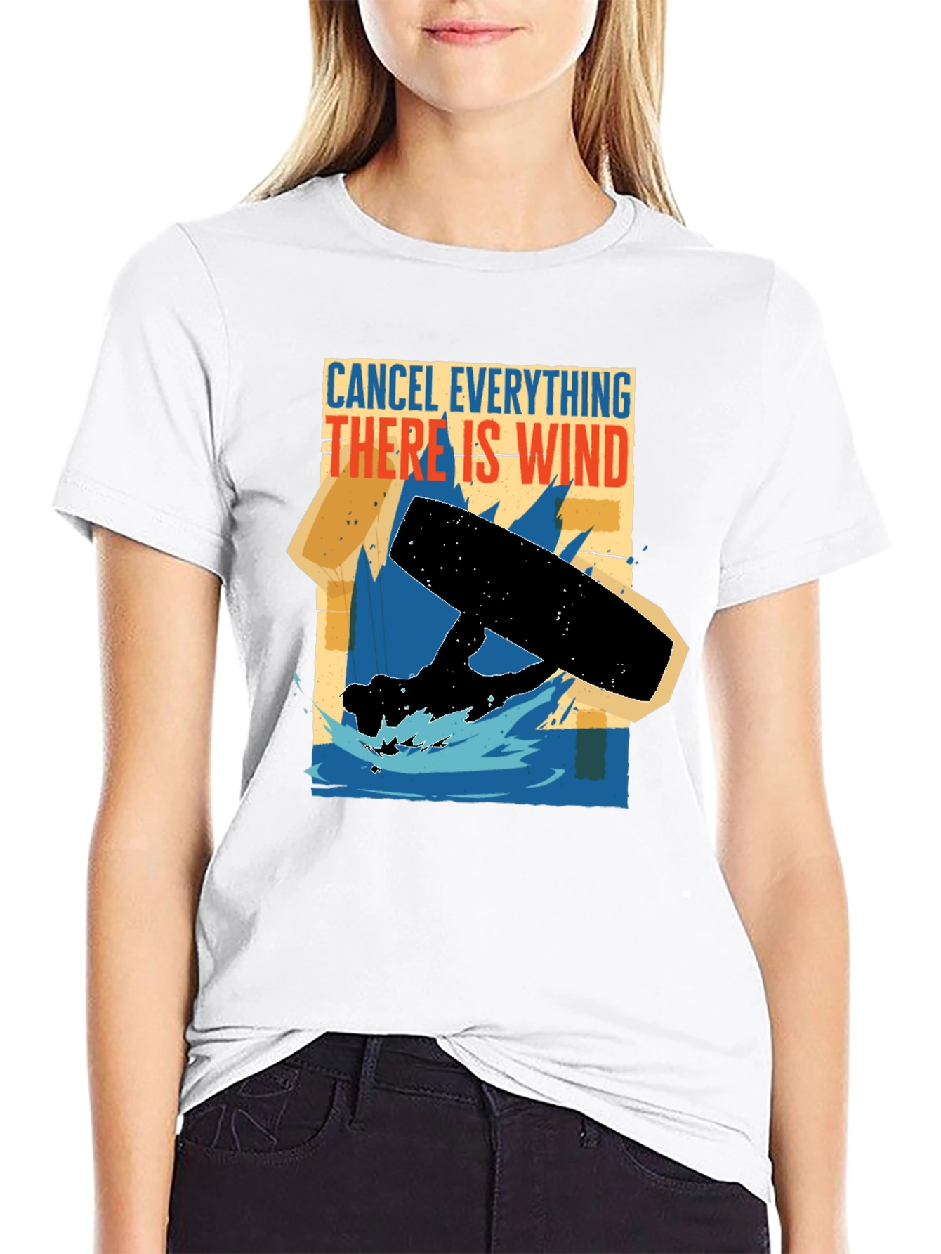 Black Cancel Everything Wind T-Shirt - Kitesurfing Apparel view 9