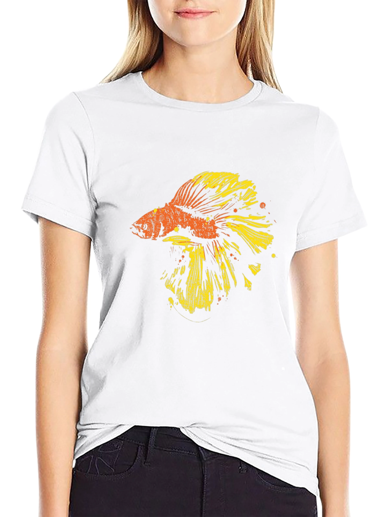 Black Betta Fish Graphic T-Shirt - Black view 9