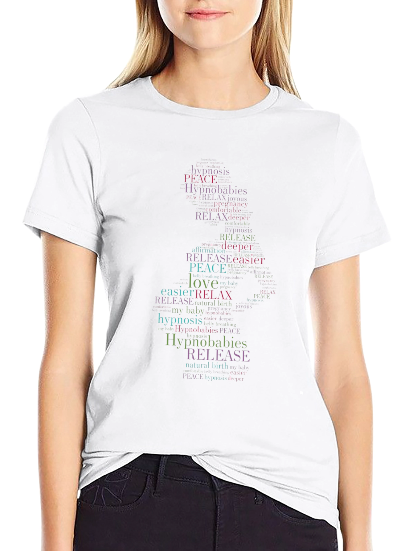 Black Hypnobabies Word Art Black T-Shirt view 9