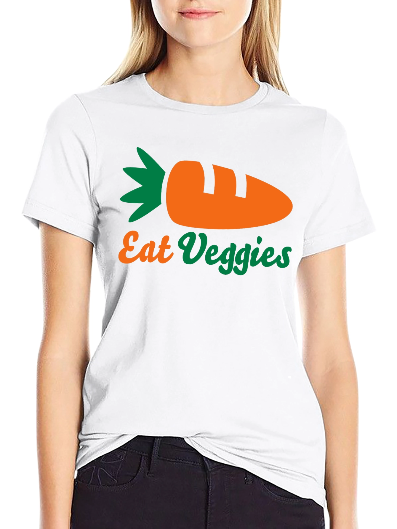 Eat Veggies T-Shirt - Black, Carrot Design - 9