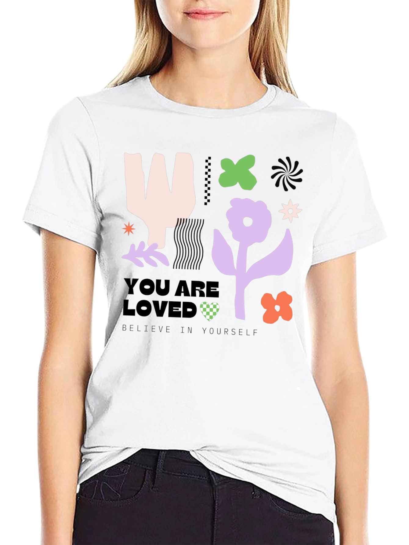 Black You are Loved Graphic Tee - Abstract Design view 9