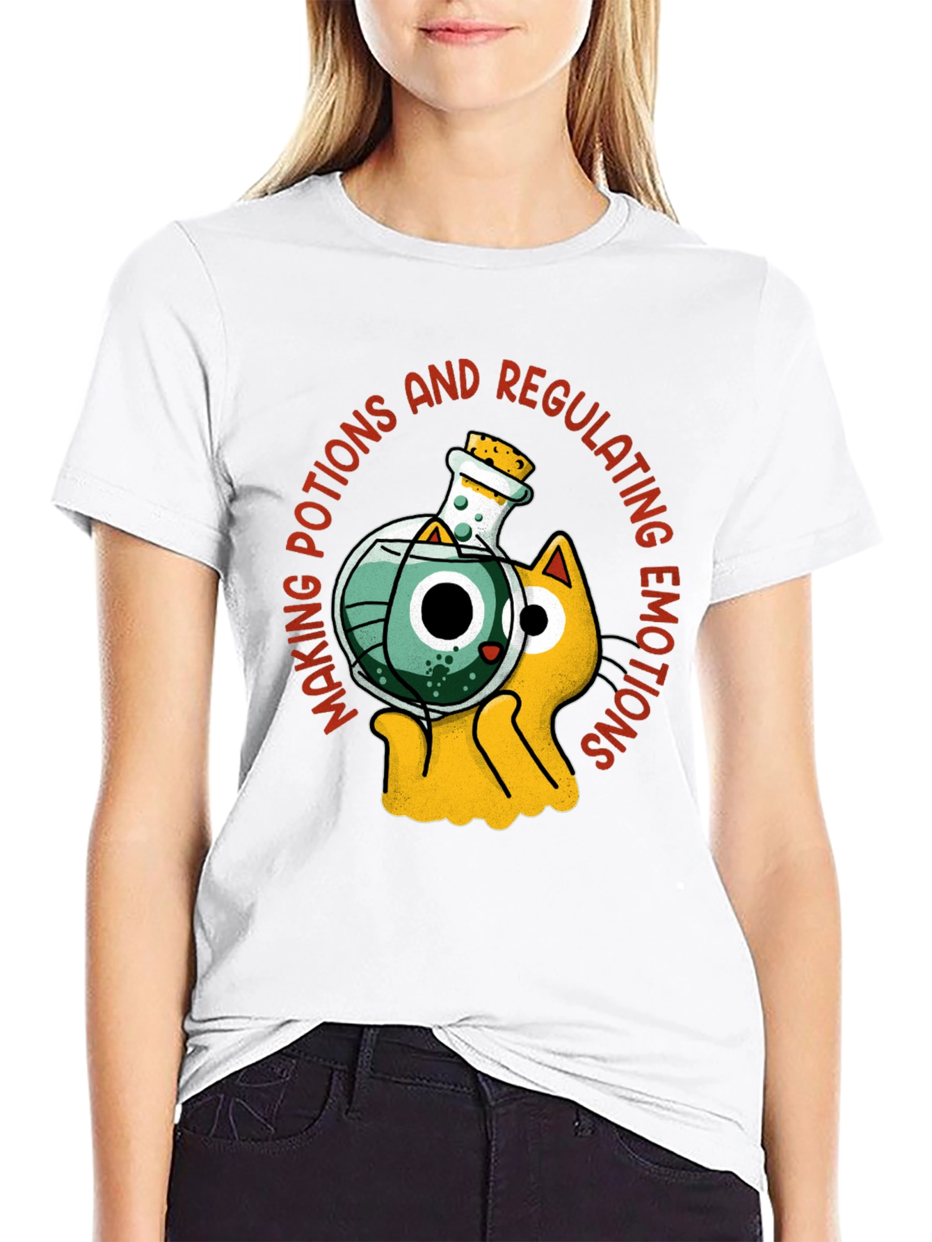 Black Potion Cat T-Shirt - Making Potions and Regulating Emotions view 9