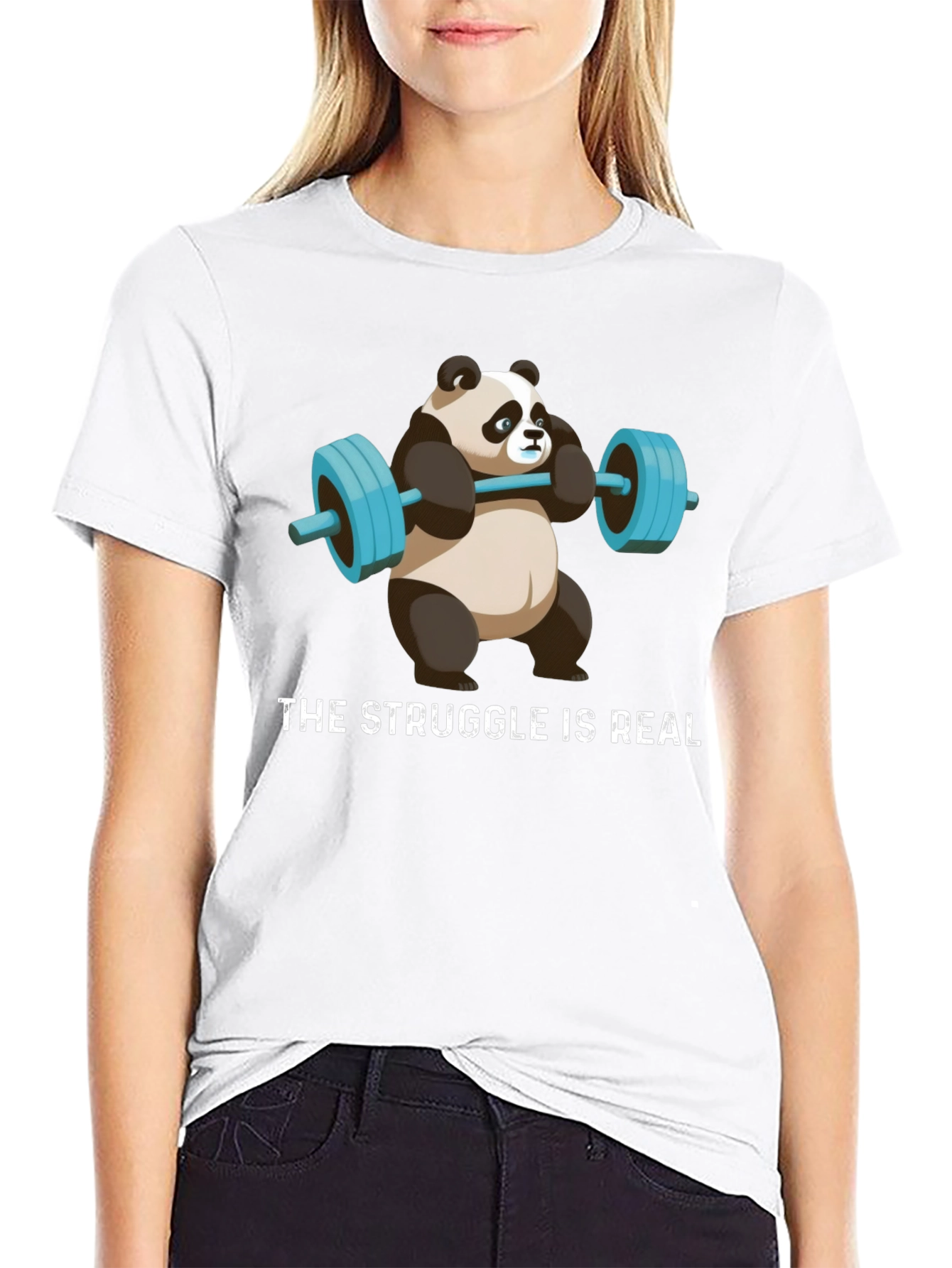 Black Weightlifting Panda T-Shirt - Funny Gym Apparel view 9