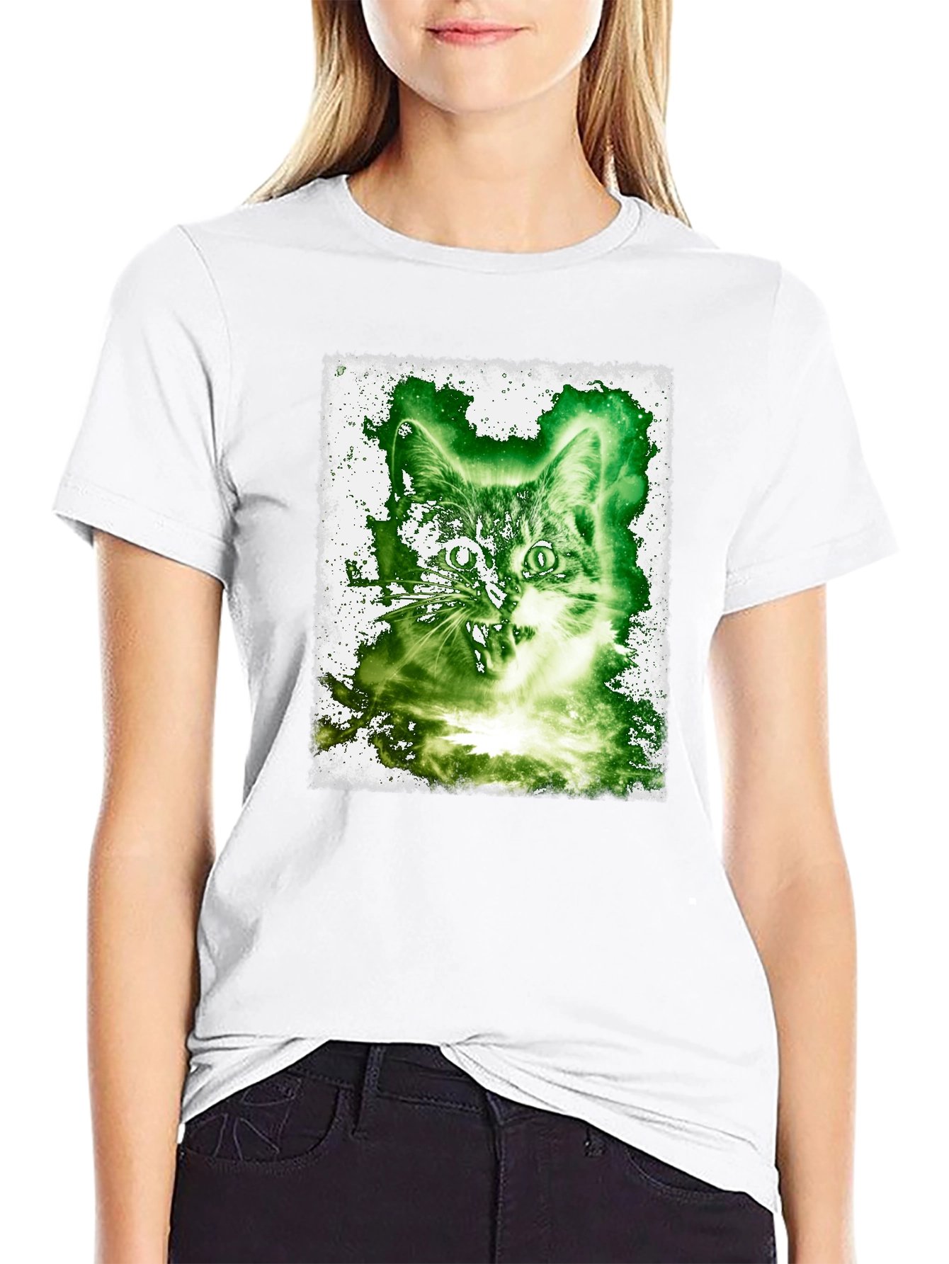 Black Cat Graphic Tee - Black Cotton Blend view 9