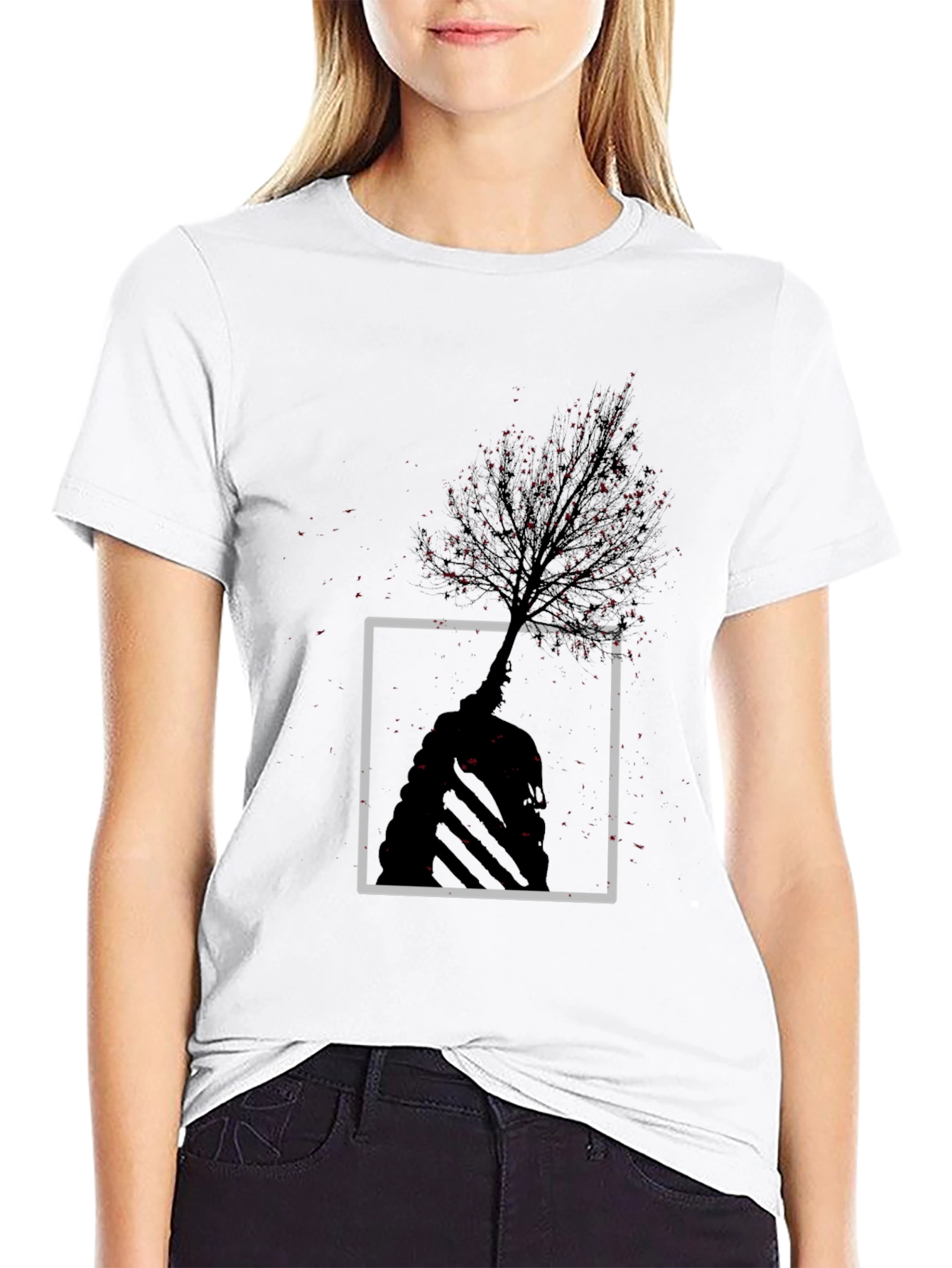 Black Abstract Tree Graphic Tee - Modern Style view 9