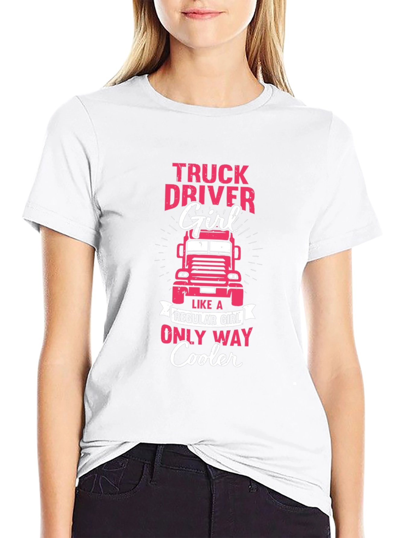Black Truck Driver Girl T-Shirt - Only Way Cooler view 9