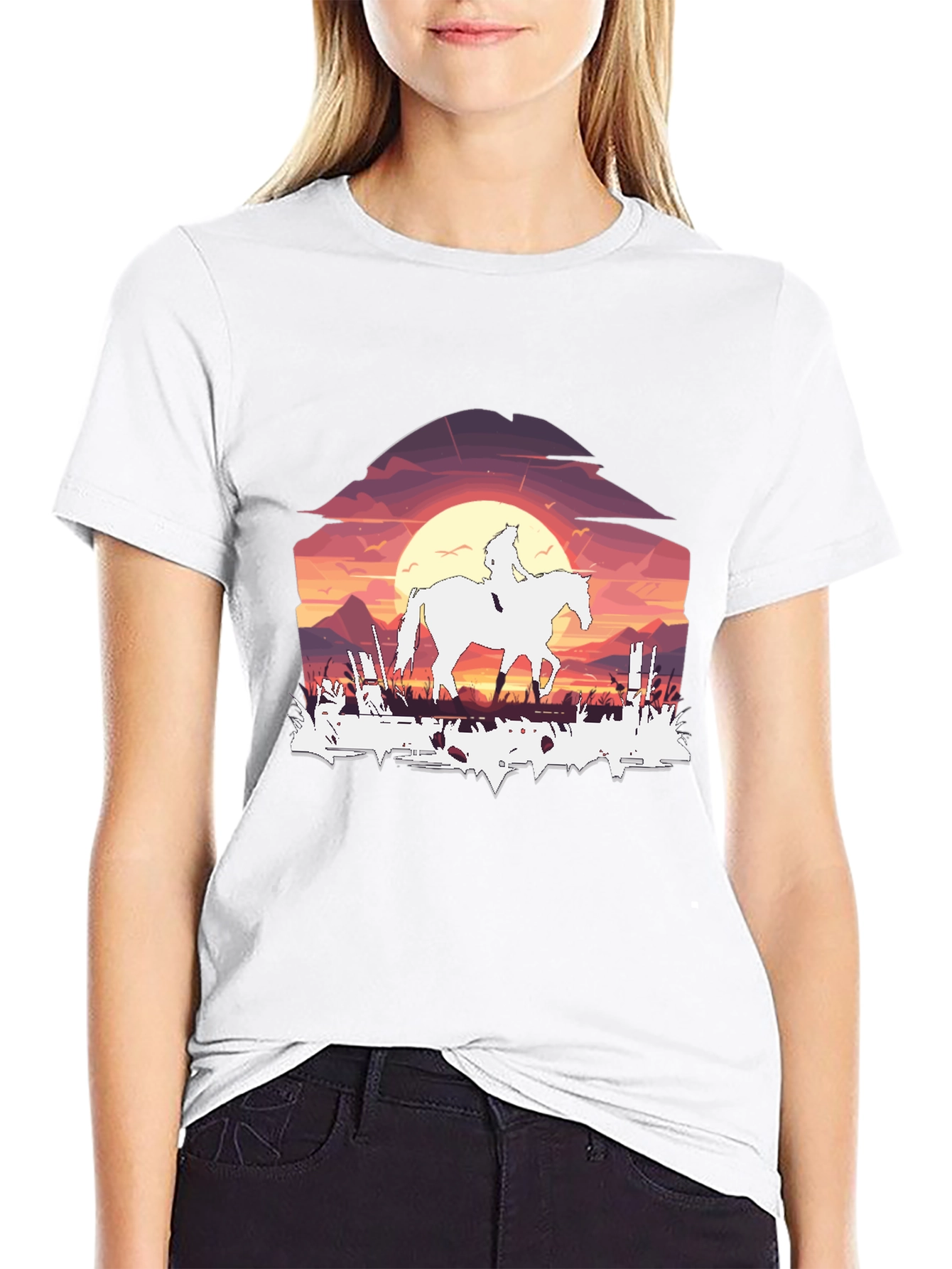 Black Sunset Rider Graphic Tee - Black view 9
