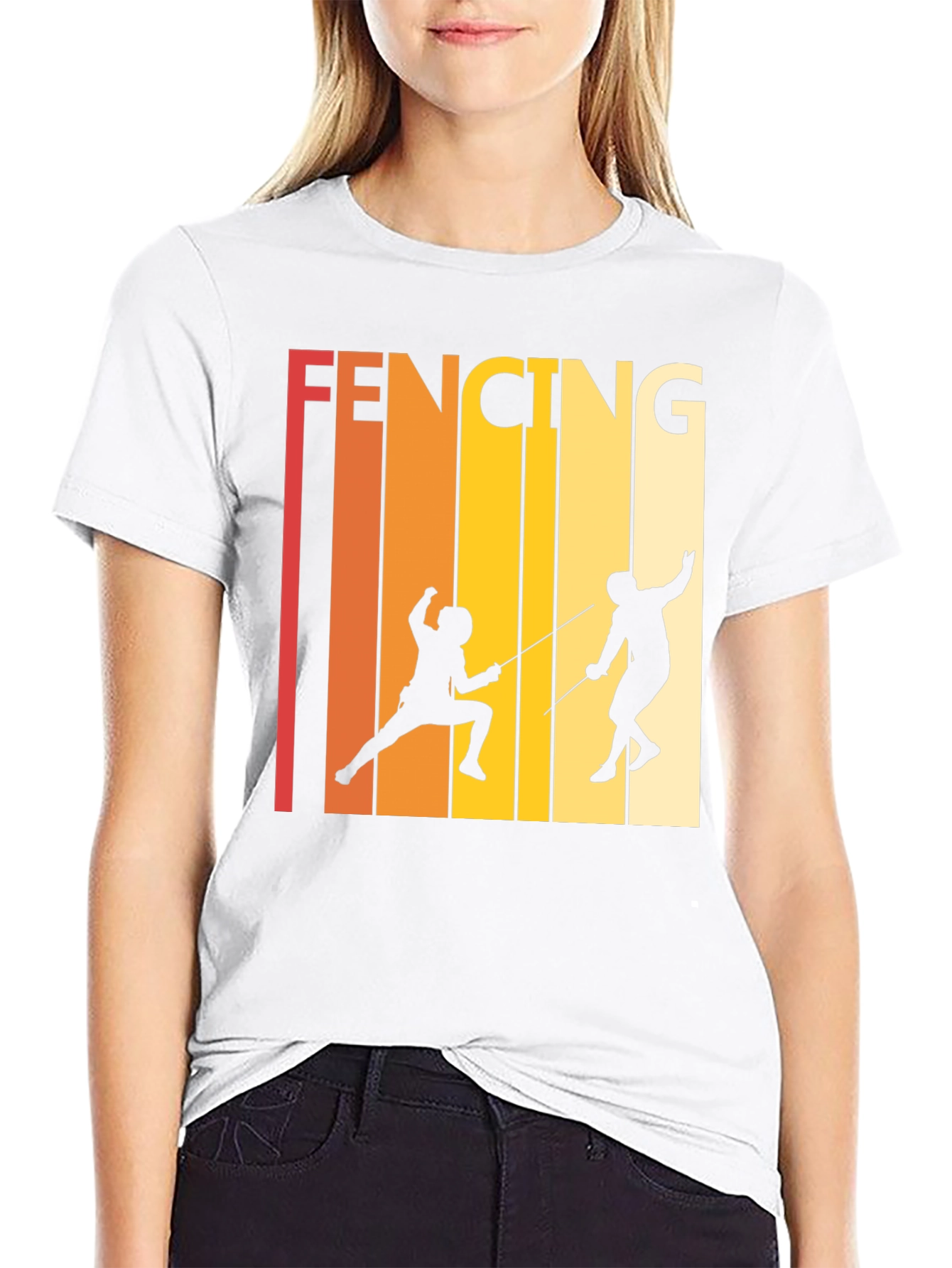 Black Retro Fencing T-Shirt - Black Cotton Tee view 9