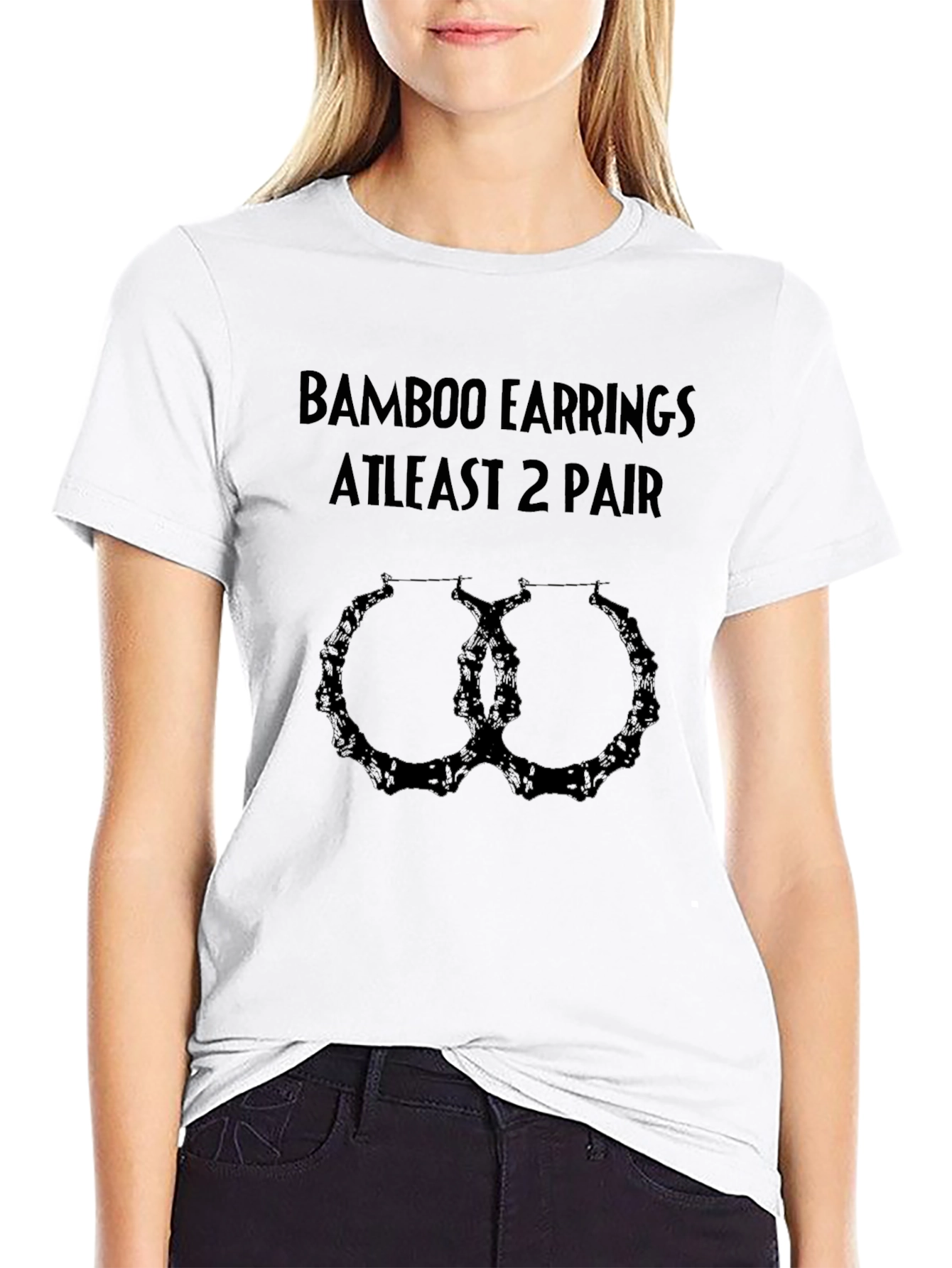 Black Bamboo Earrings At Least 2 Pair Black Graphic Tee view 9