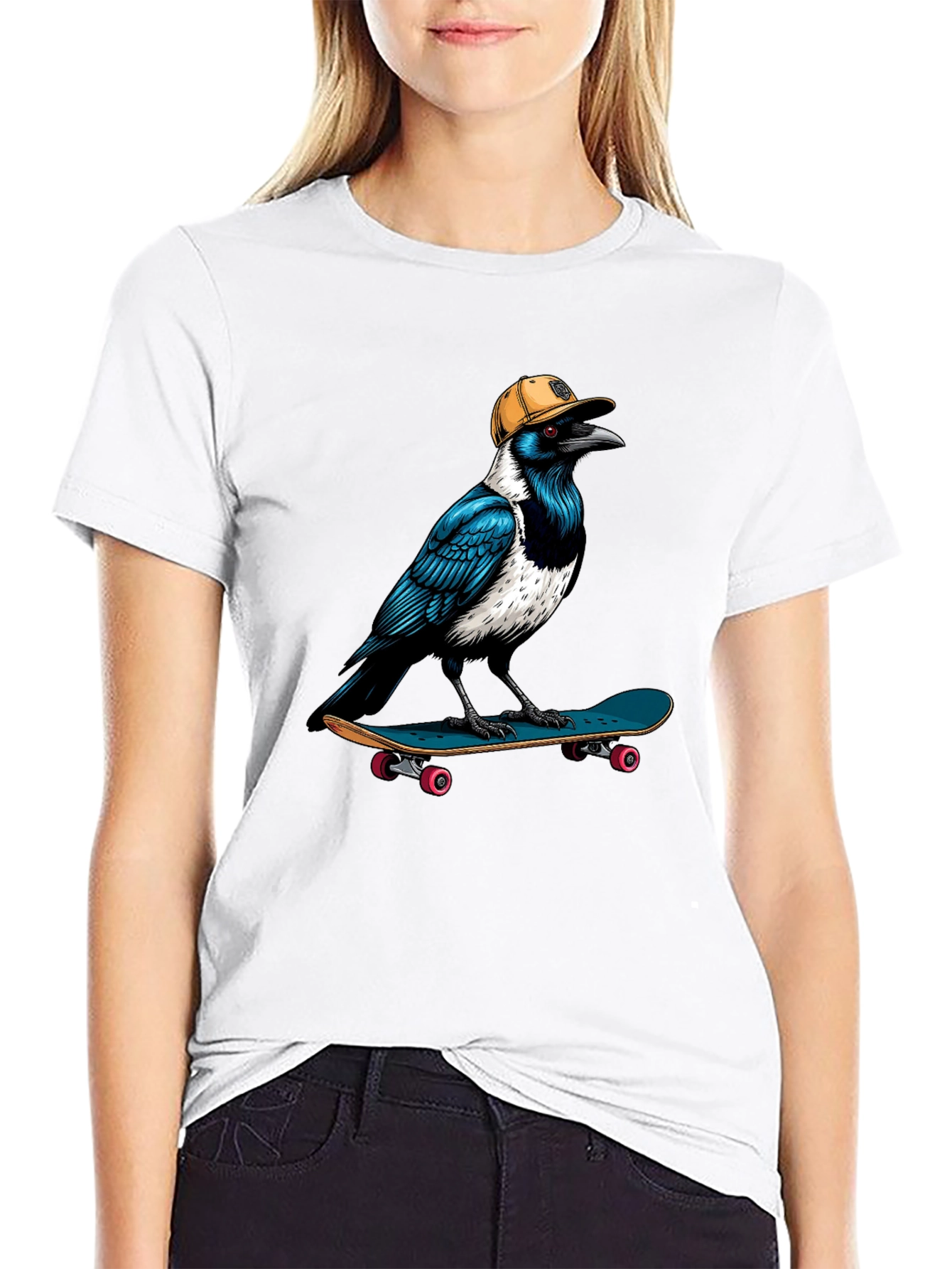Black Cool Crow Skateboard T-Shirt view 9