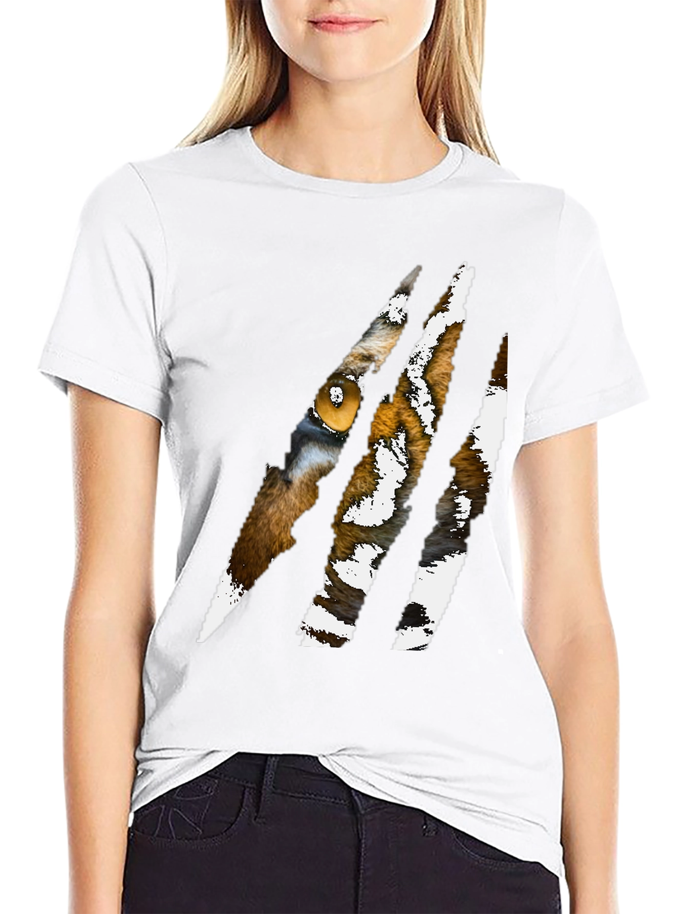 Black Tiger Eye Claw Mark Graphic T-Shirt view 9