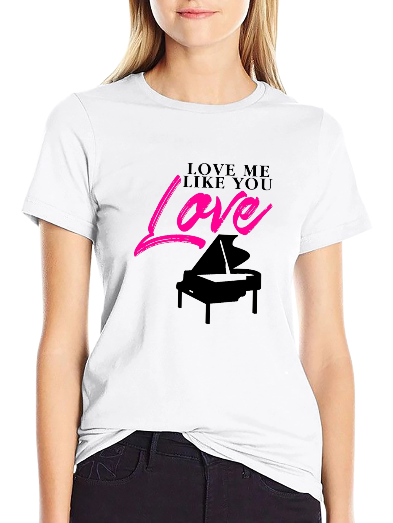 Black Love Me Like You Love Piano Black T-Shirt view 9