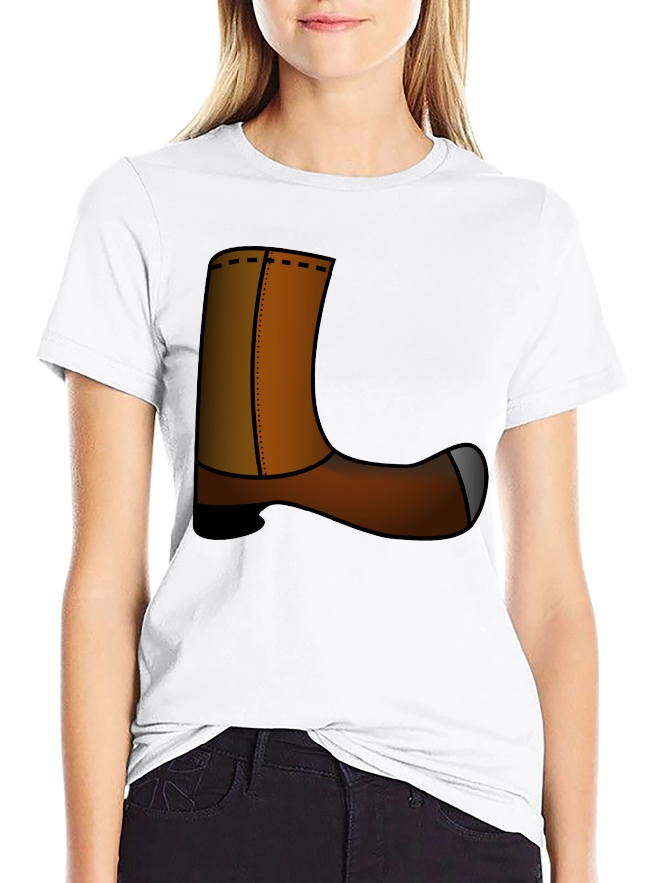 Black Novelty Cowboy Boot Graphic Tee - Unisex view 9
