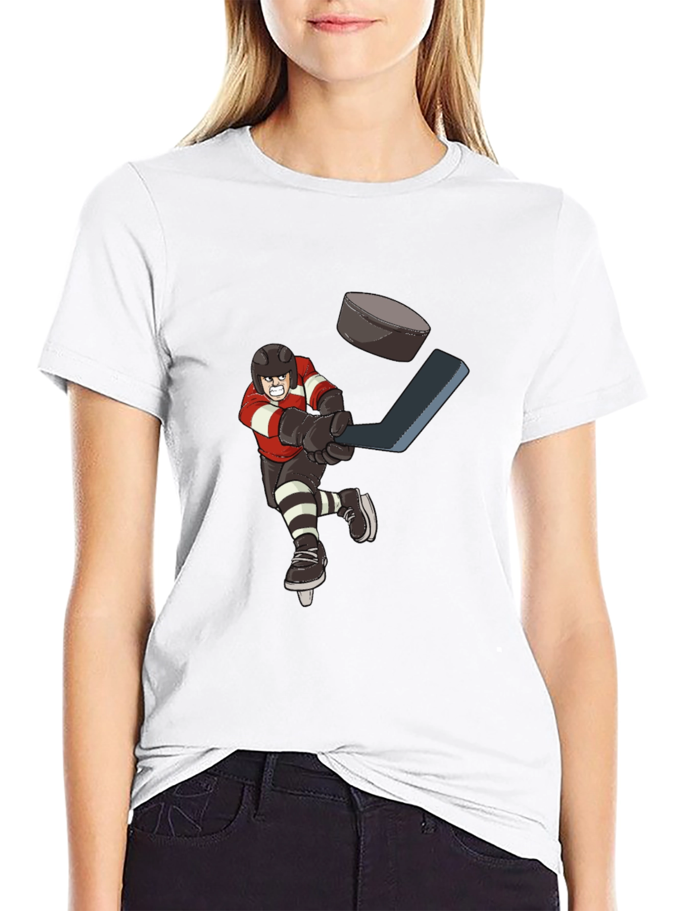 Black Hockey Player T-Shirt view 9