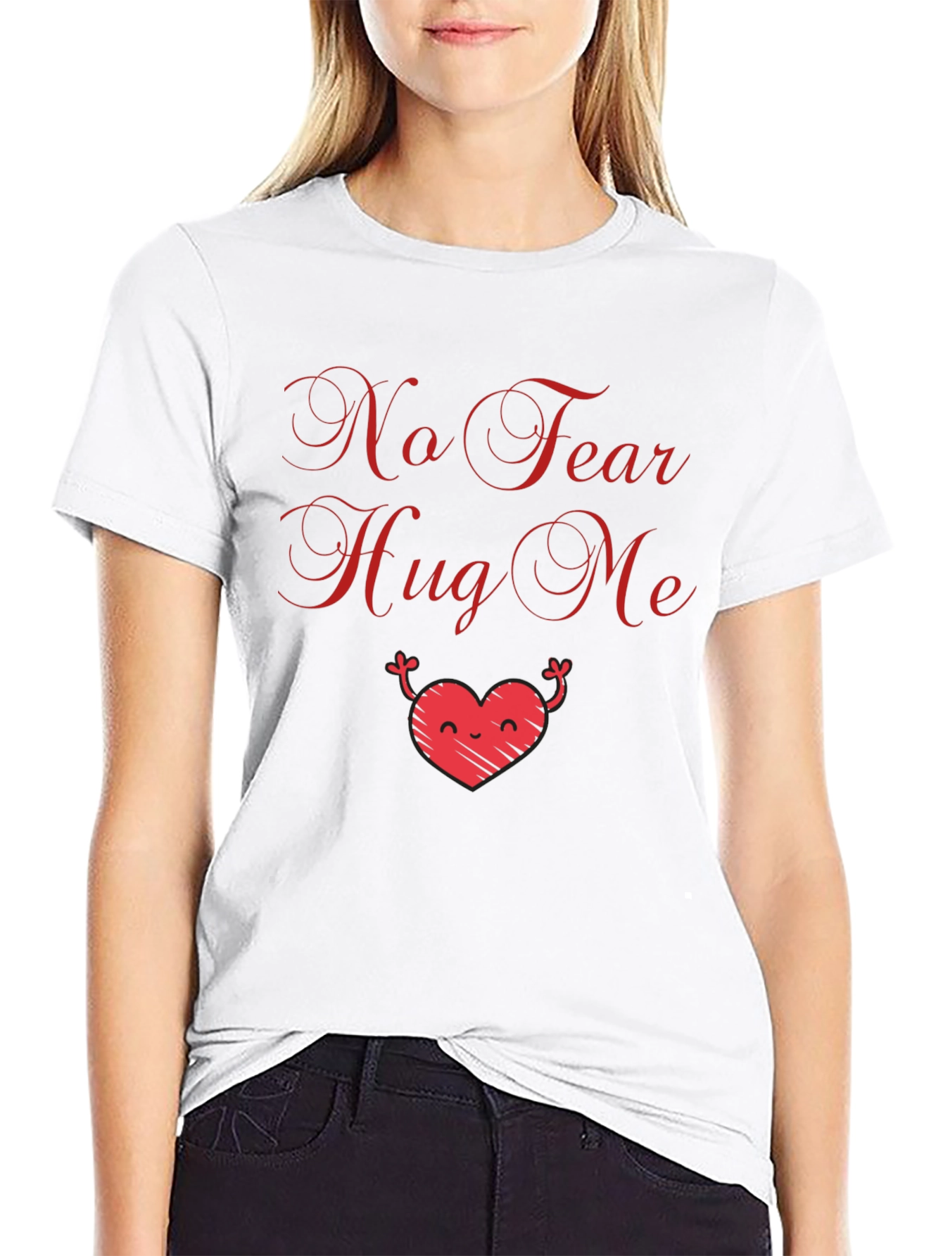 Black No Fear Hug Me Graphic Tee - Black view 9