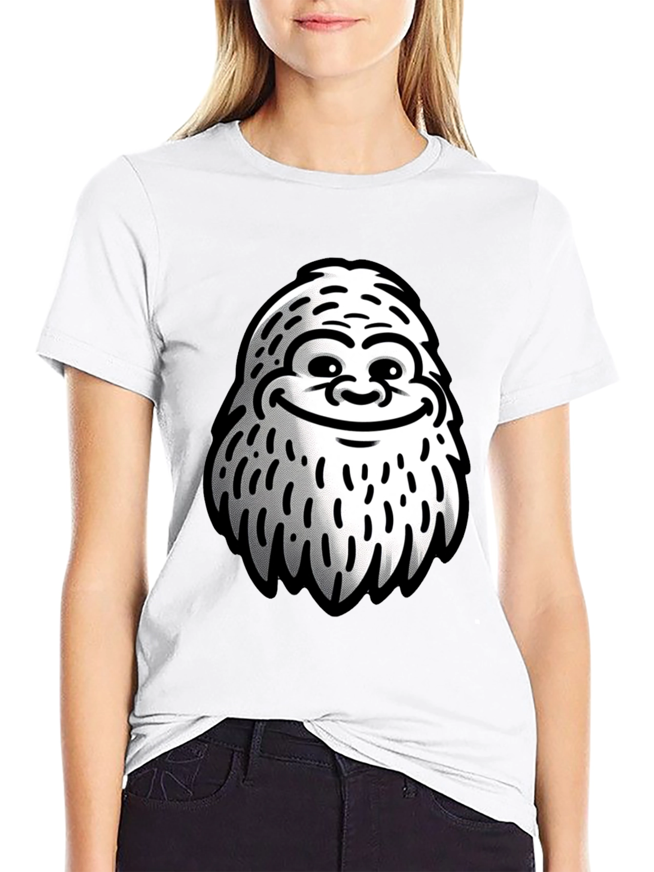 Black Funny Yeti Graphic T-Shirt - Black Cotton Tee view 9