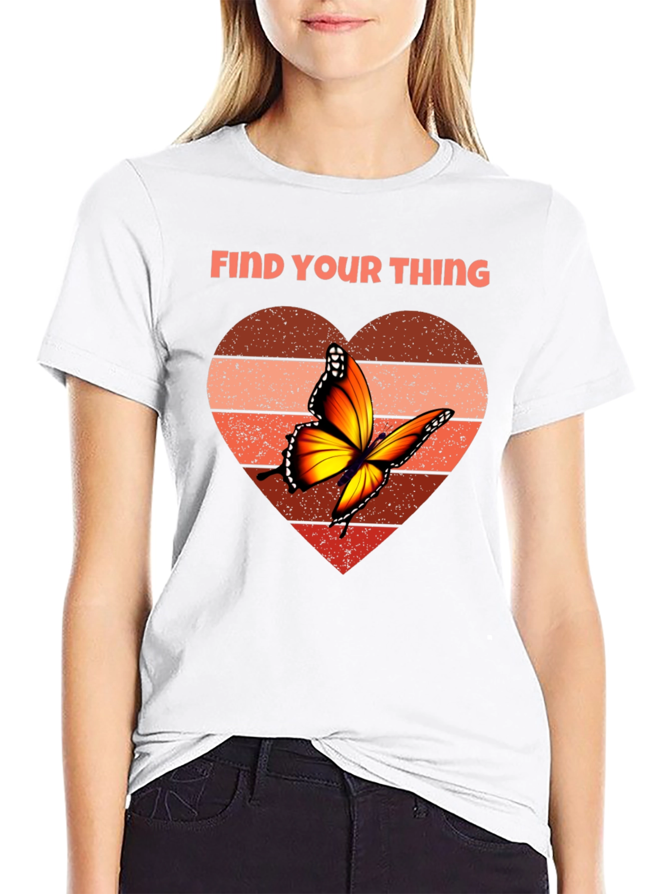 Black Find Your Thing Butterfly Heart Graphic Tee - Black view 9