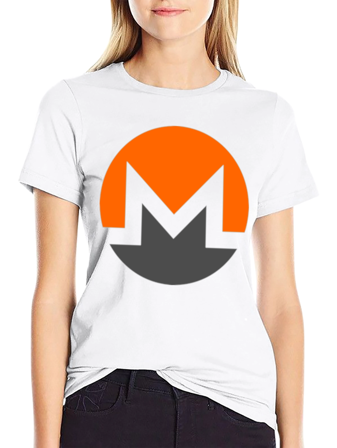 Black Monero Crypto Logo Black T-Shirt view 9
