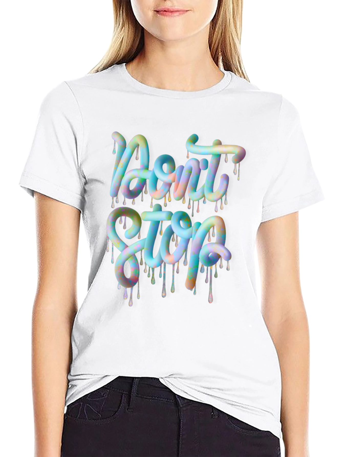 Black Don't Stop Graphic Tee - Trendy Design view 9