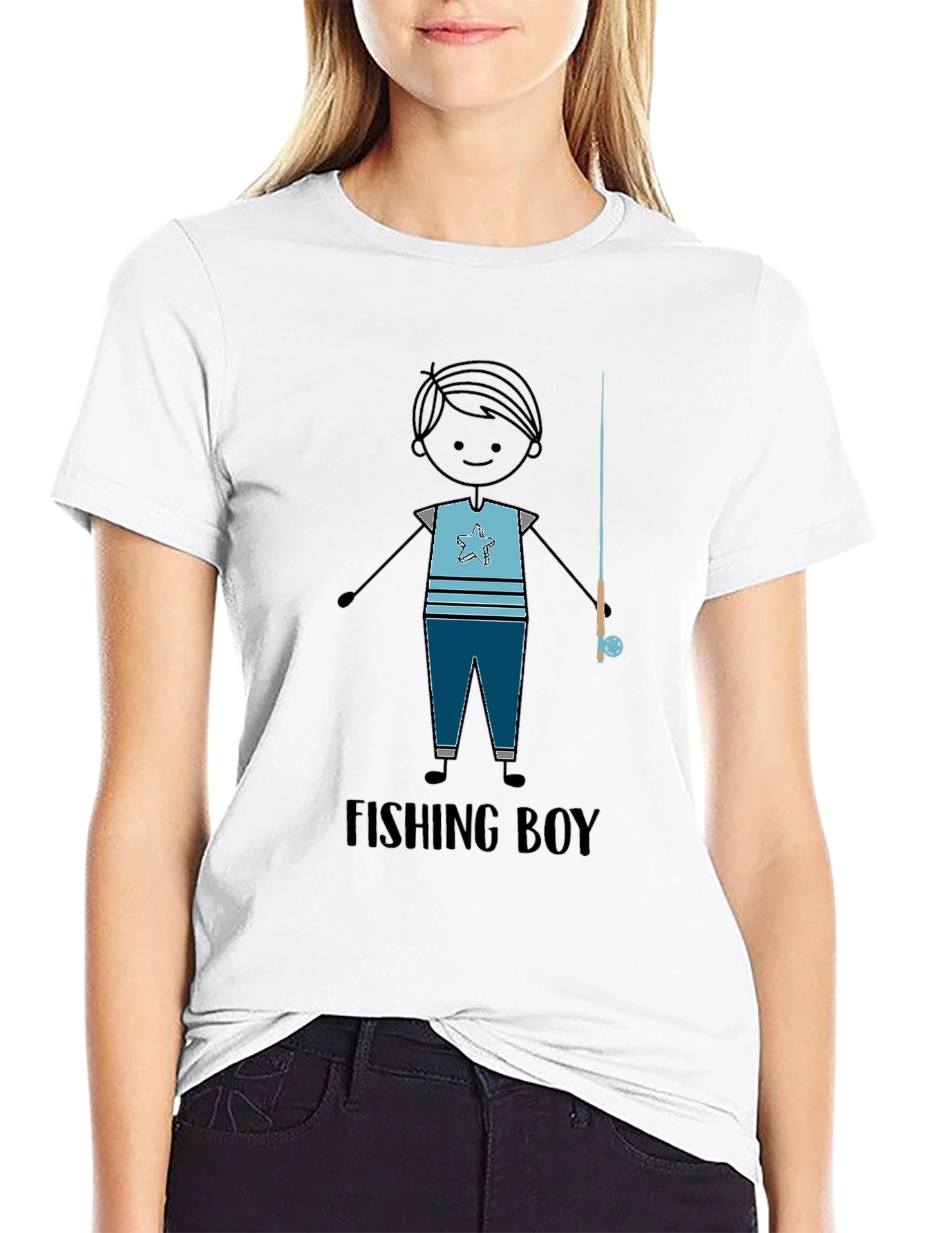 Black Fishing Boy Graphic Tee - Black T-Shirt view 9