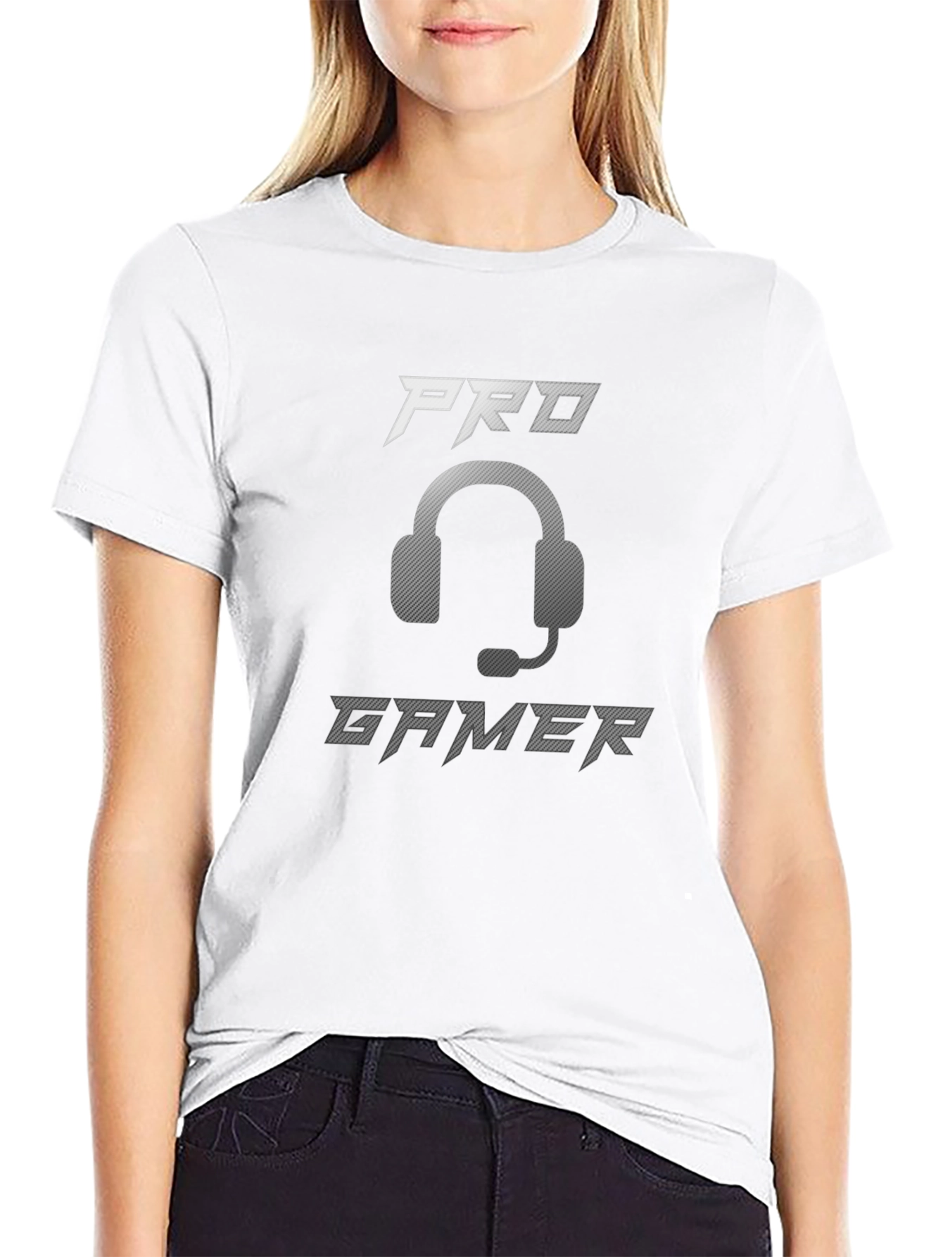 Black Pro Gamer Black T-Shirt with Headset Graphic view 9