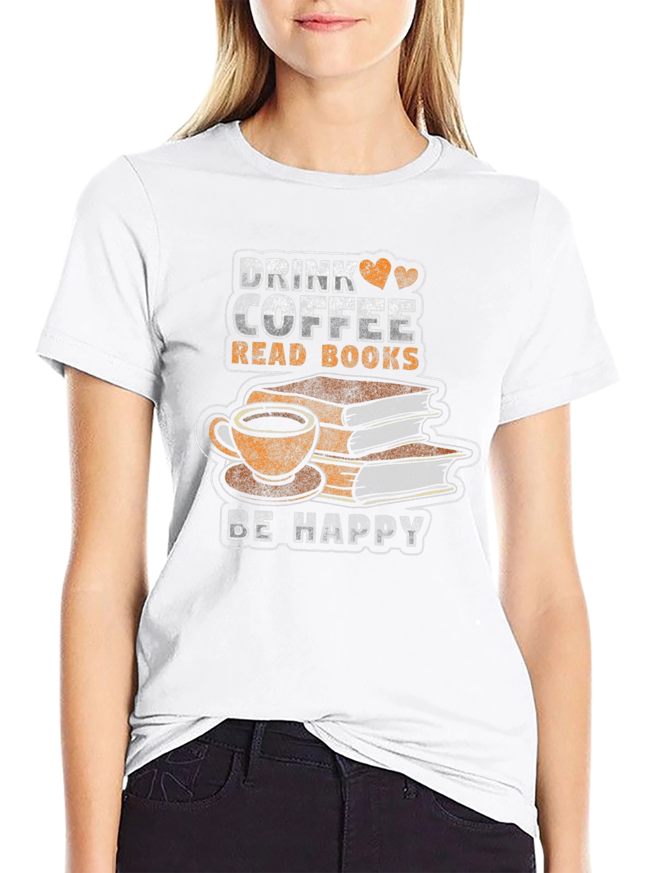 Black Drink Coffee Read Books T-Shirt - Be Happy view 9
