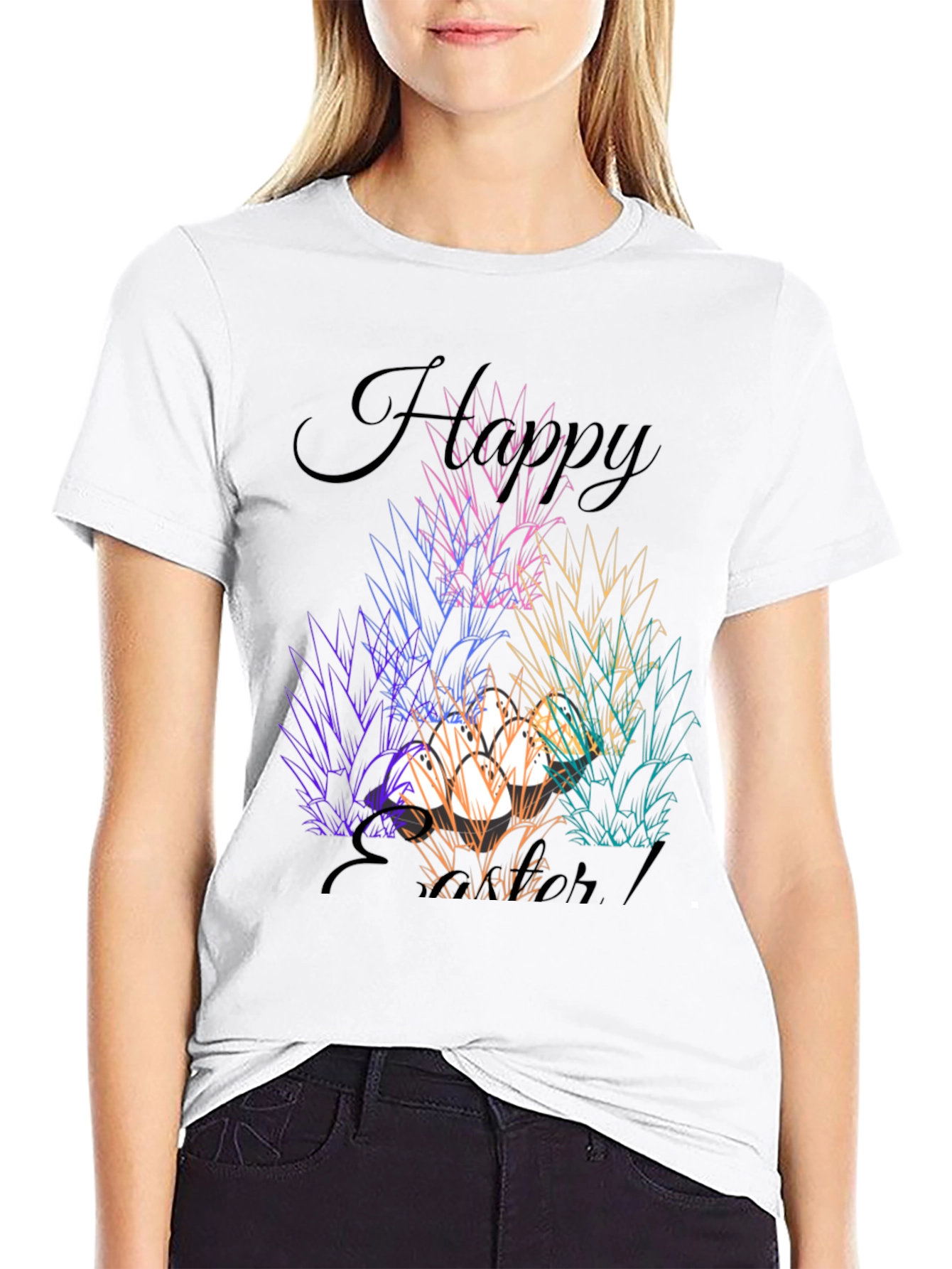 Camiseta Negra "Felices Pascuas" Estampada
