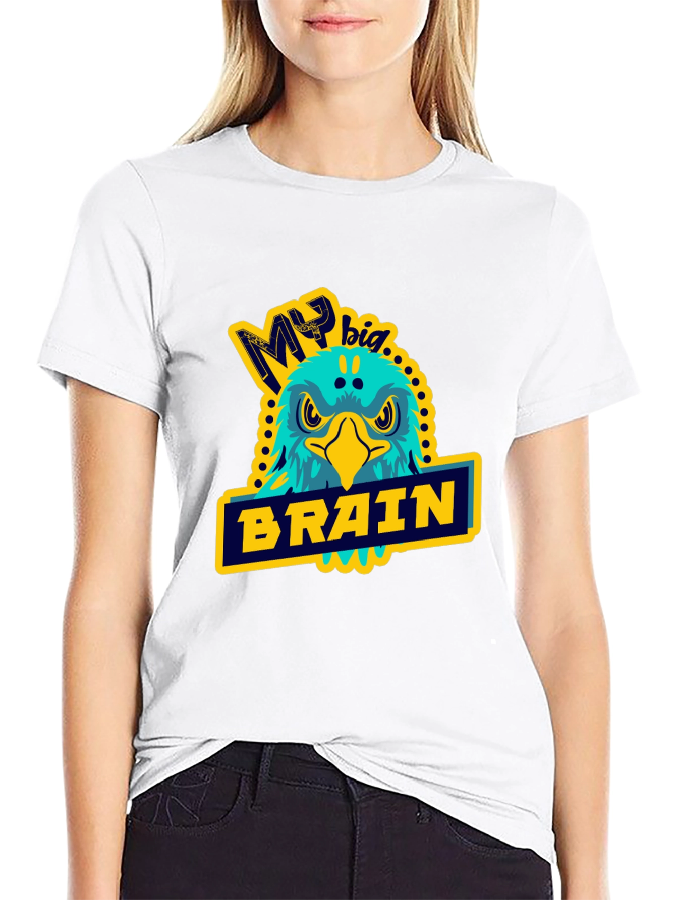 Black My Big Brain Eagle T-Shirt view 9