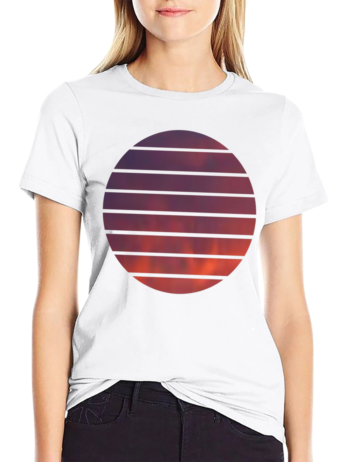 Black Sunset Circle Graphic Tee view 9