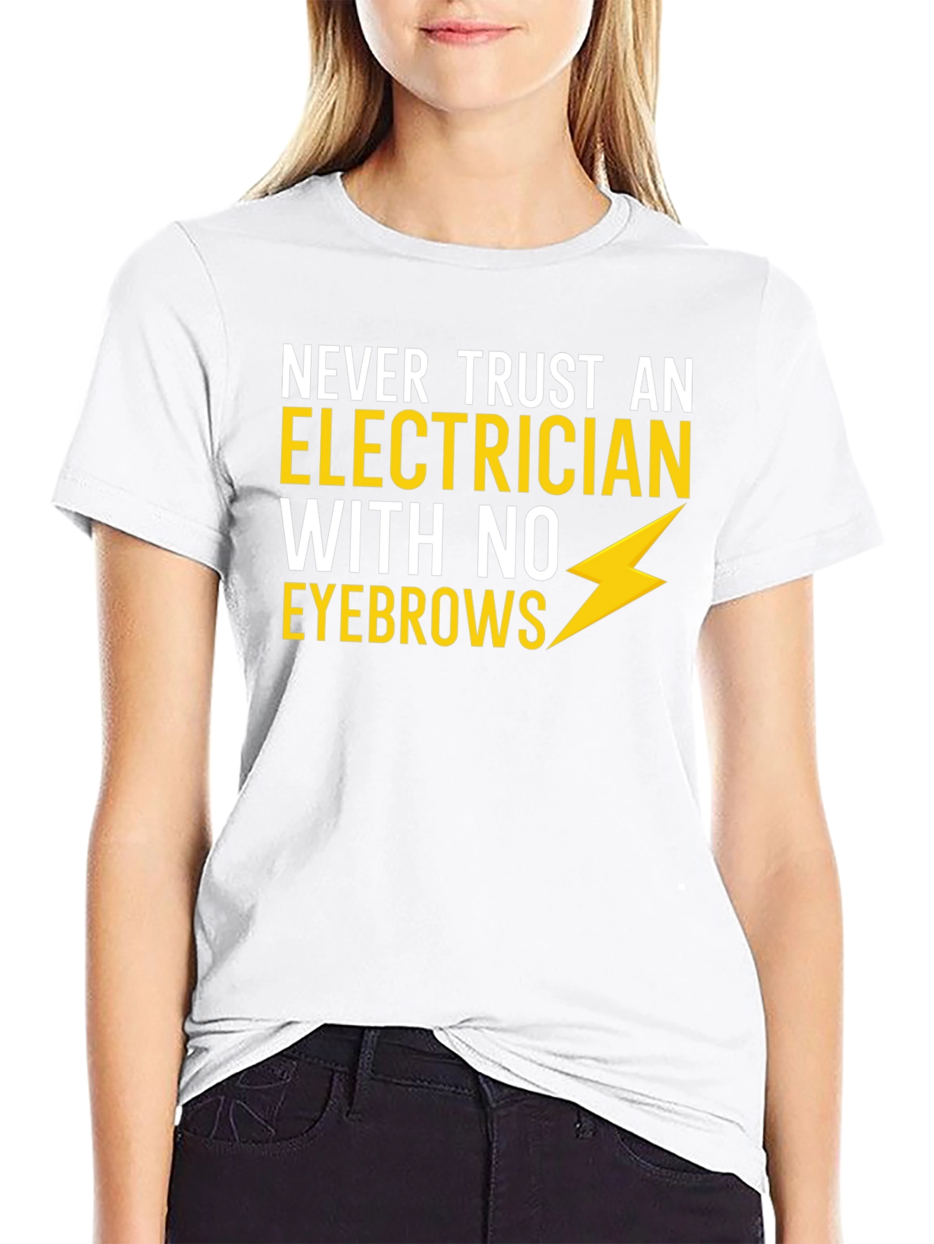 Black Electrician Humor T-Shirt - No Eyebrows! view 9