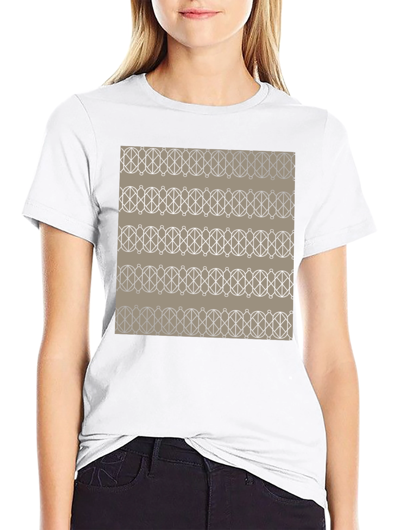 Black Geometric Pattern Graphic Tee - Stylish Men's Black T-Shirt view 9