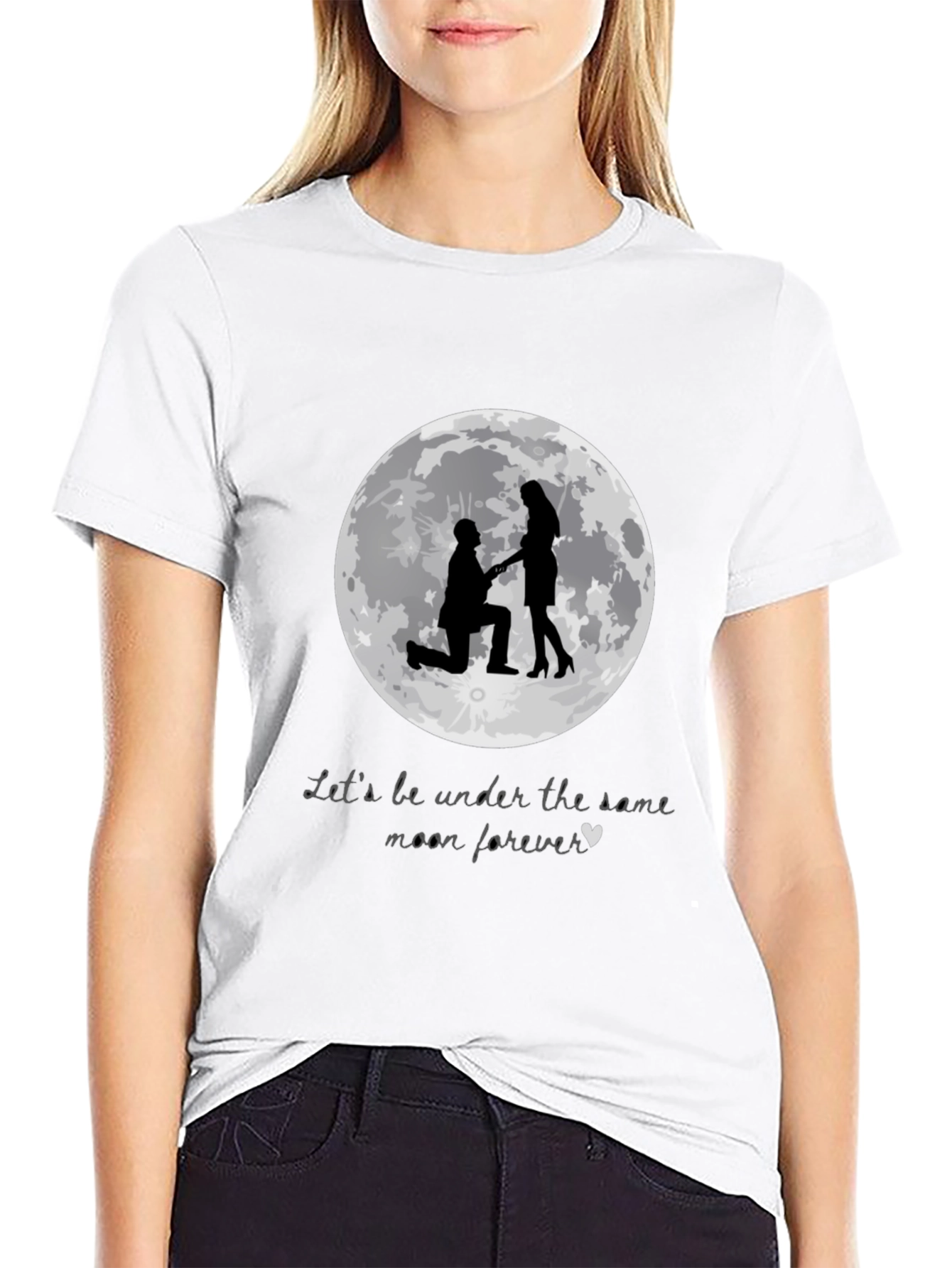 Black Romantic Moon Proposal T-Shirt view 9