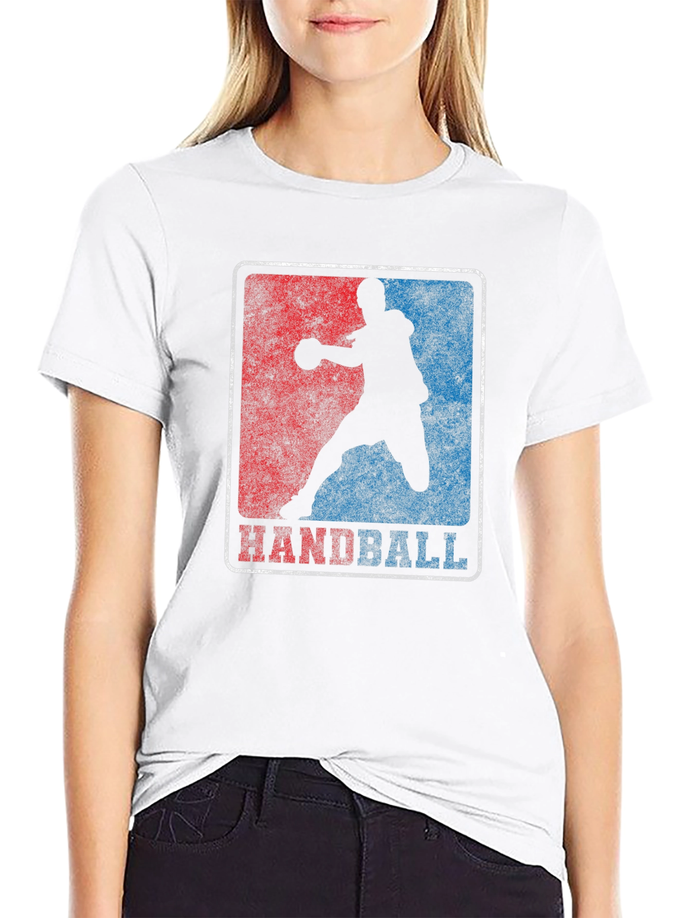 Black Handball Player Graphic T-Shirt - Sporty Retro Style view 9