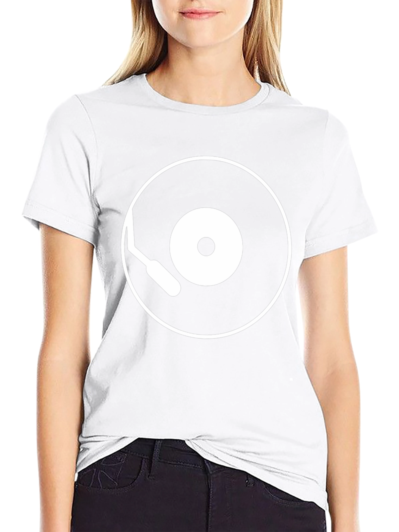 Black Retro Vinyl Record Player Black T-Shirt view 9