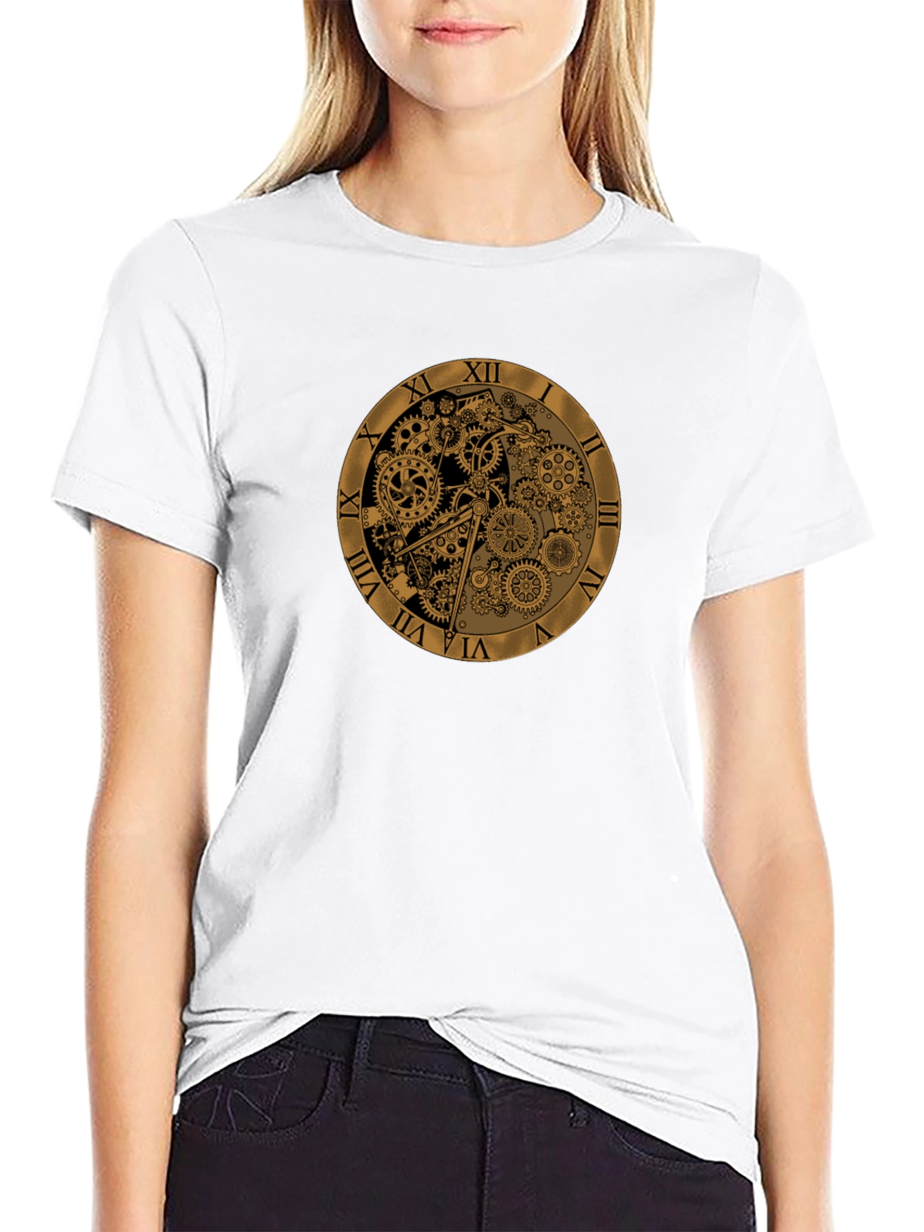 Black Steampunk Clockwork Gear Design T-Shirt view 9