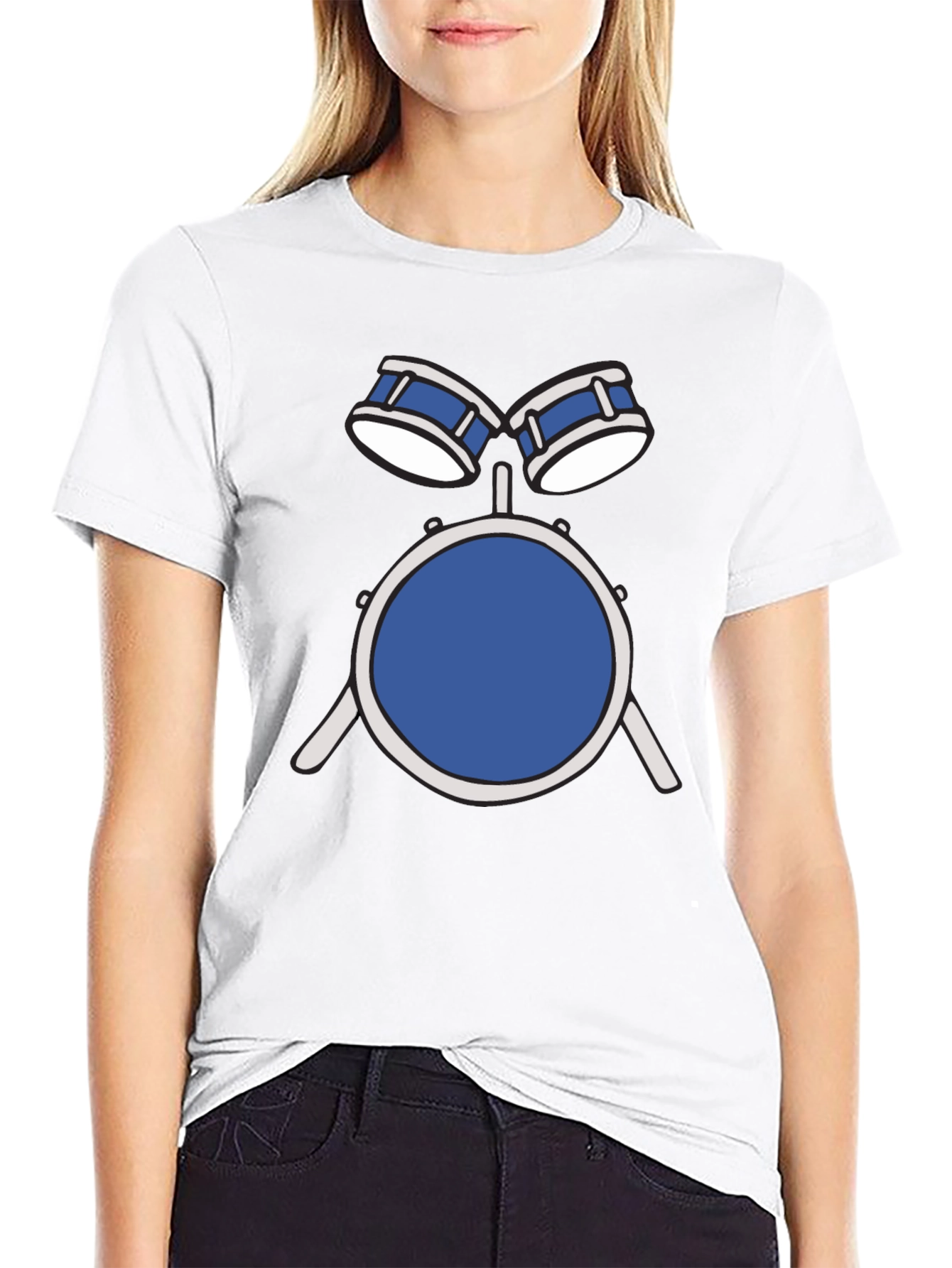 Black Drum Set Graphic T-Shirt - Musician Apparel view 9