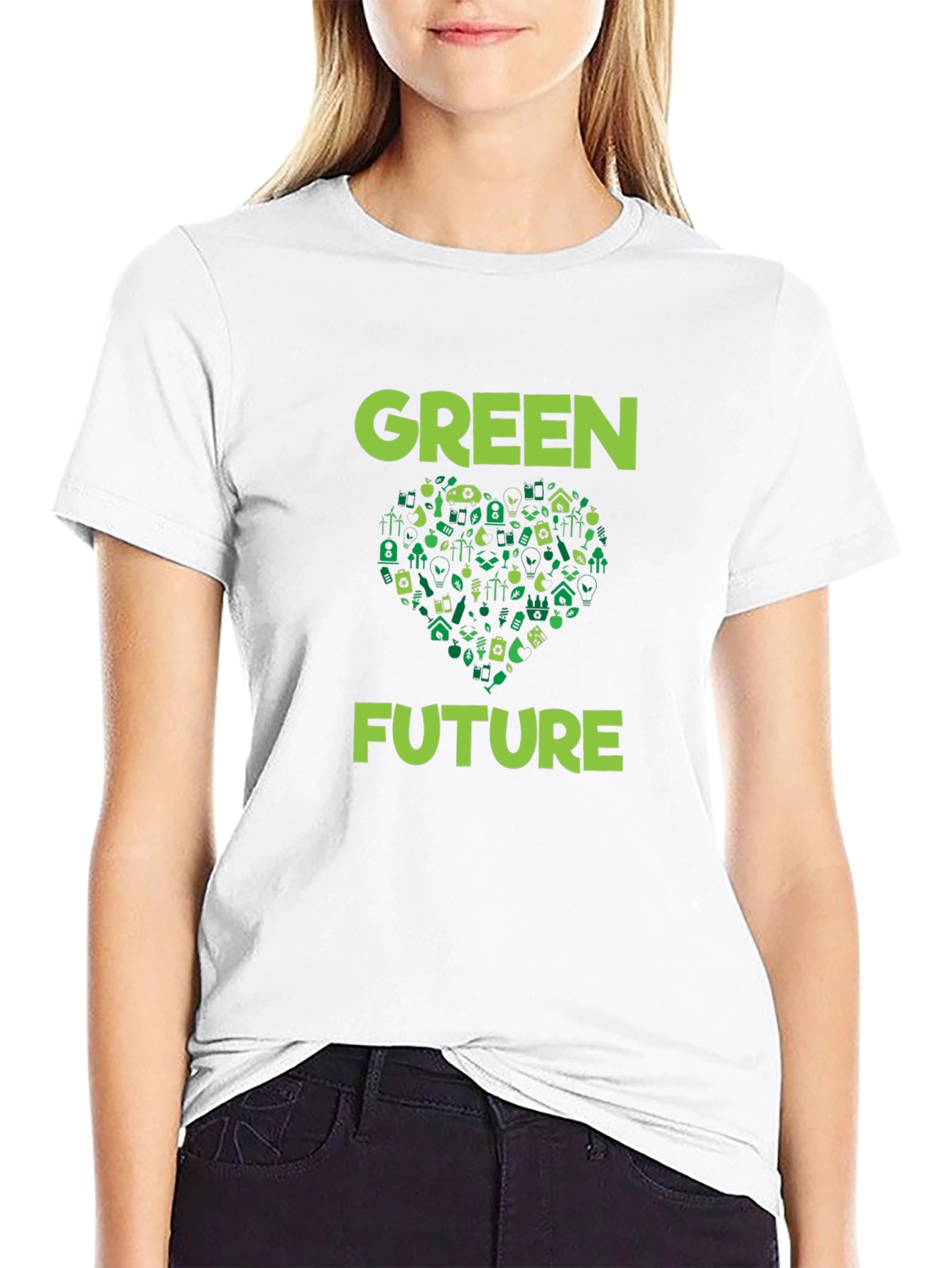 Black Green Future Graphic T-Shirt - Eco-Friendly Design view 9