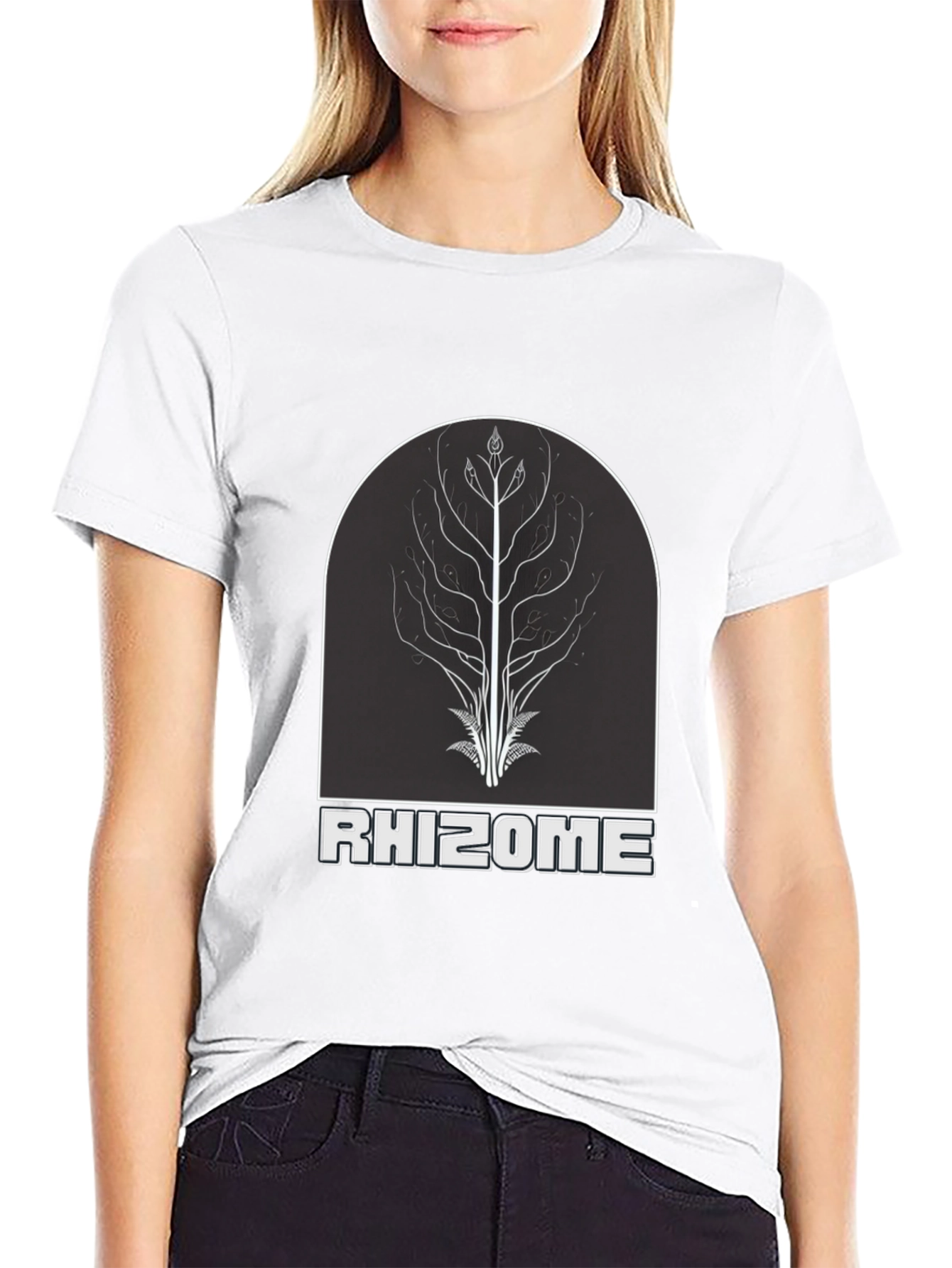 Black Rhizome Tree Graphic Tee - Nature Inspired Design view 9