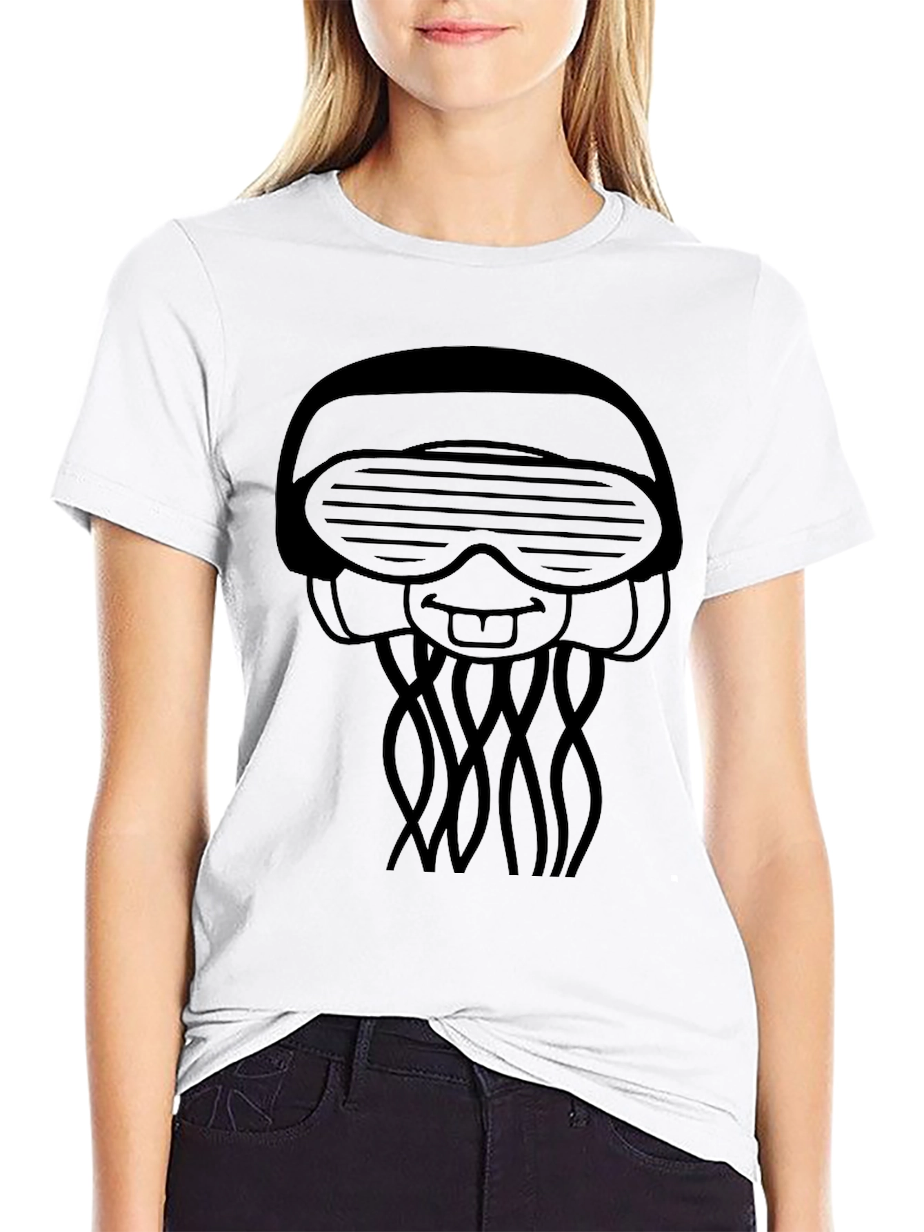 Black Cool Jellyfish Graphic Tee - Black view 9