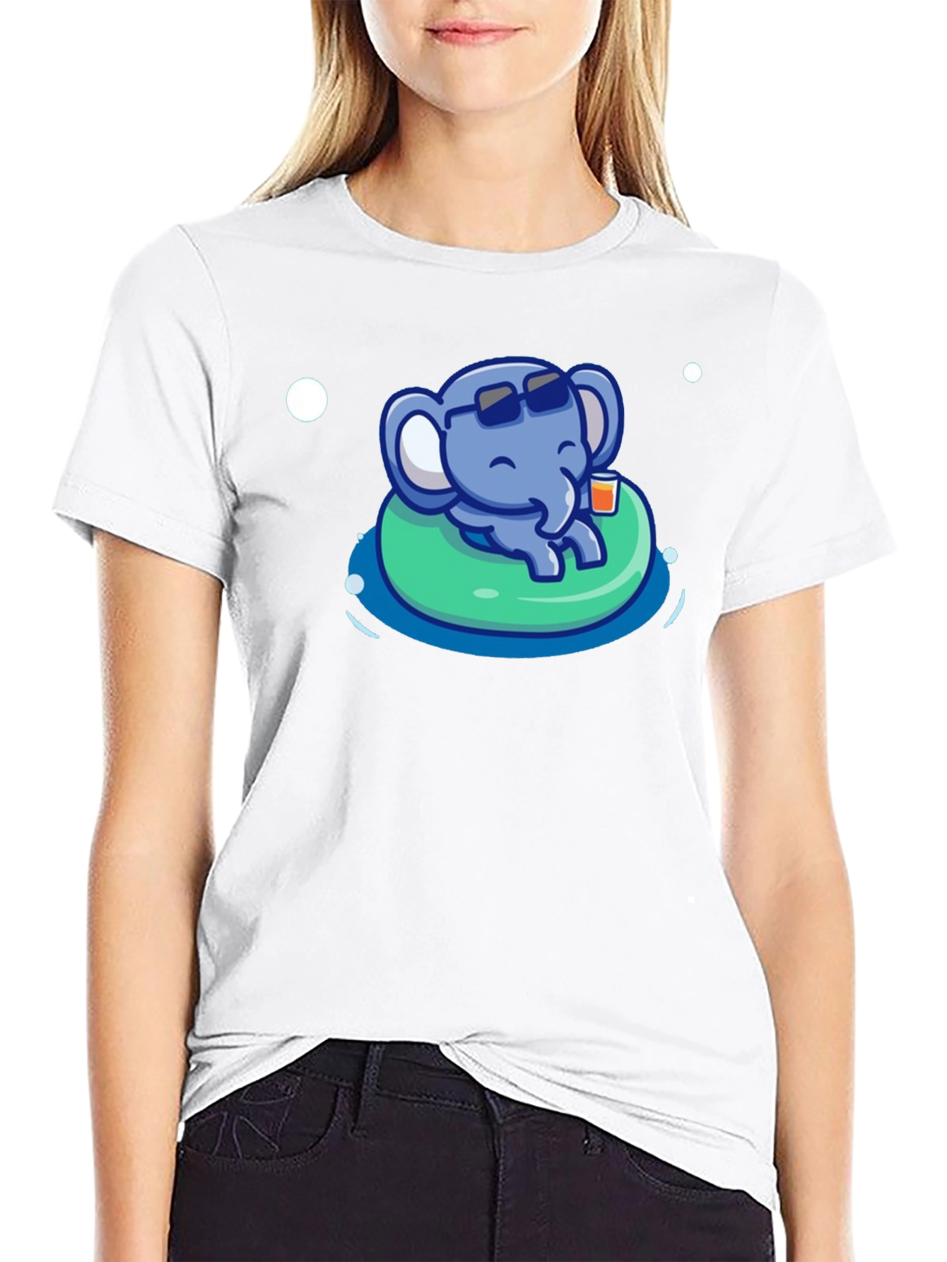 Black Cute Elephant Pool Party T-Shirt - Summer Vibes view 9