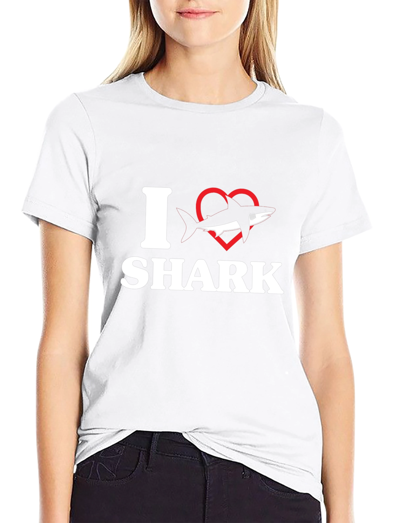 Black I Love Sharks T-Shirt - Black view 9