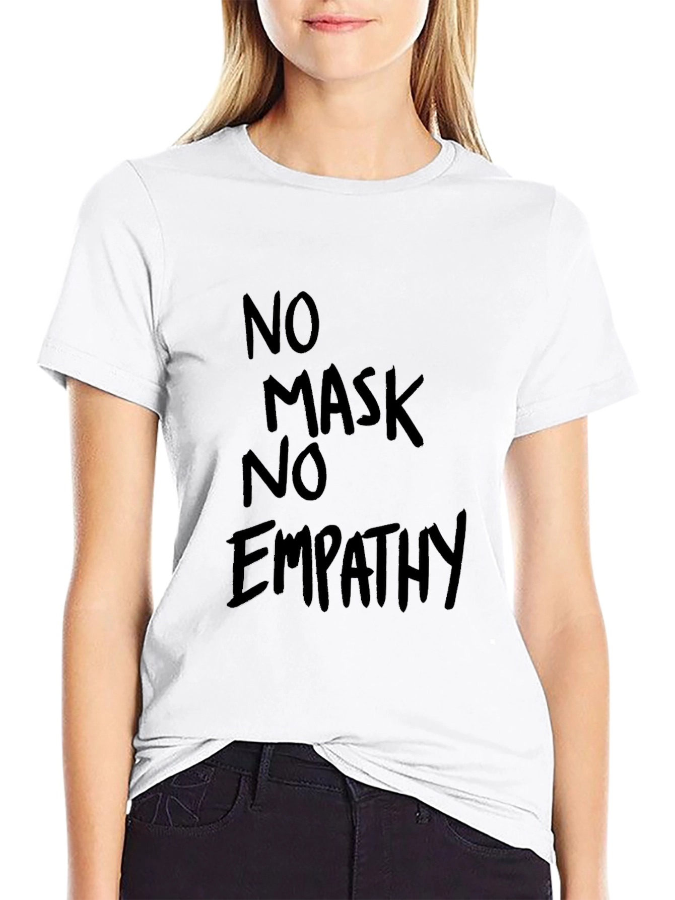 Black No Mask No Empathy Black Tee view 9