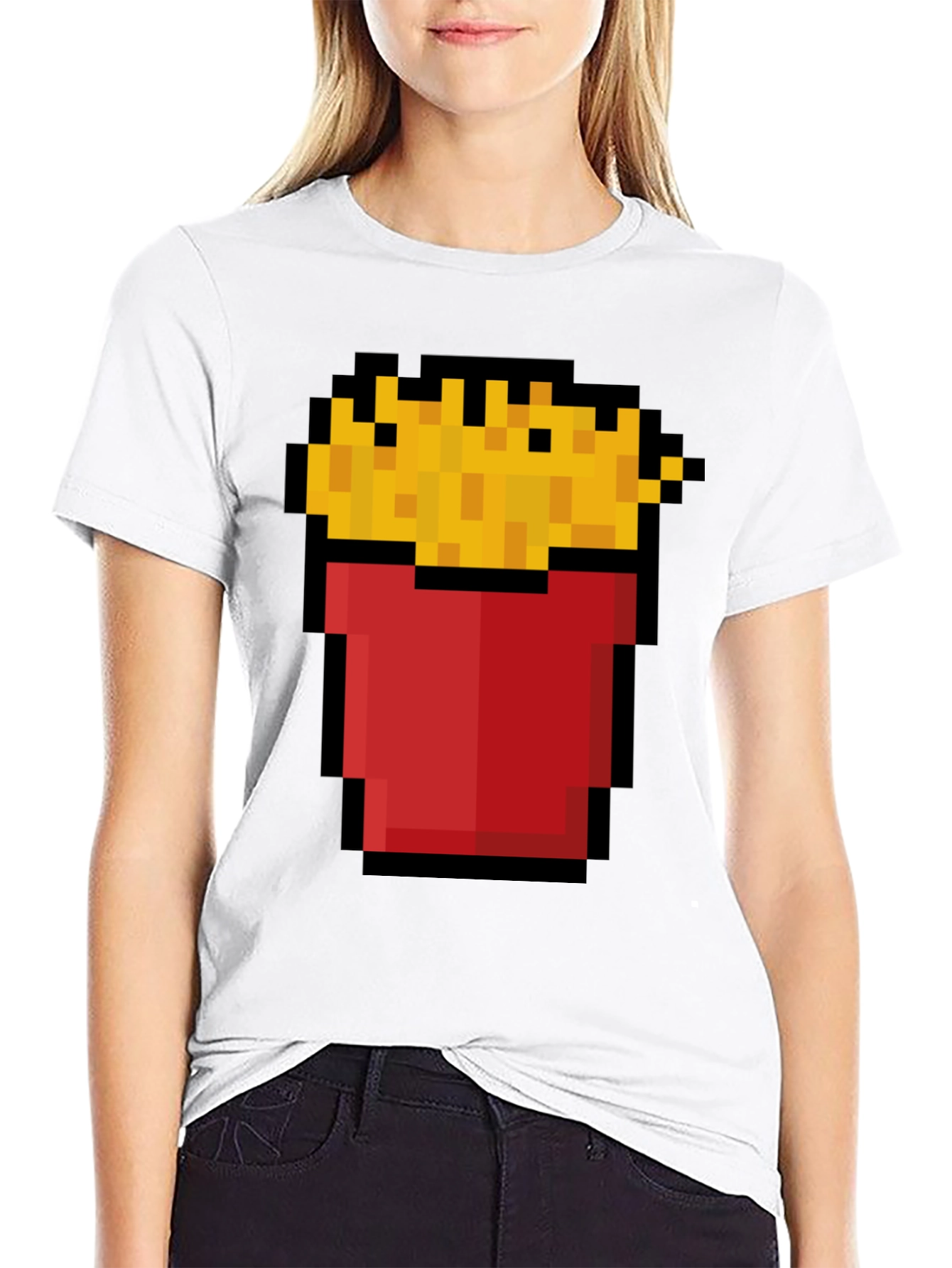 Black Pixel Fries Graphic Tee - Retro Gaming Style view 9