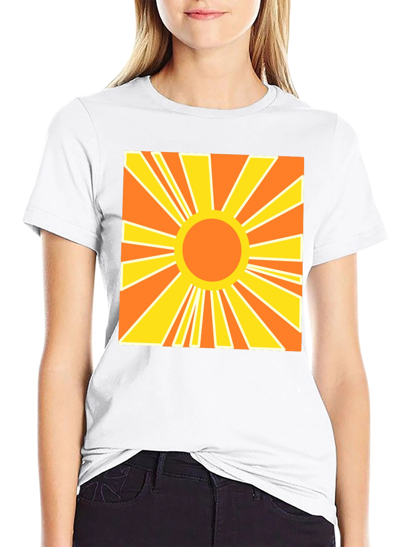 Black Retro Sunburst Graphic Tee - Black Cotton T-Shirt view 9