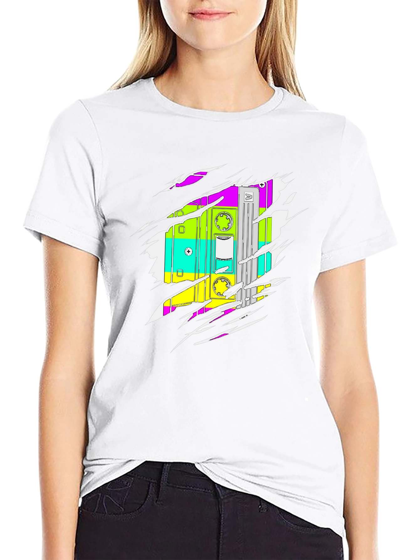 Black Retro Cassette Tape Graphic Tee - Black view 9