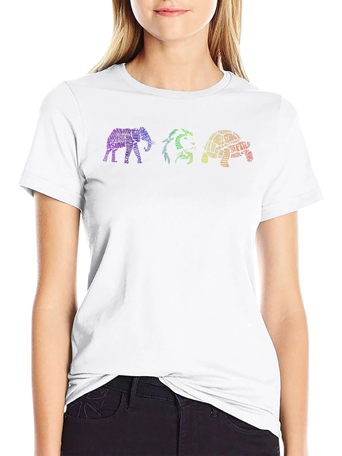 Black Animal Word Art Graphic T-Shirt view 9