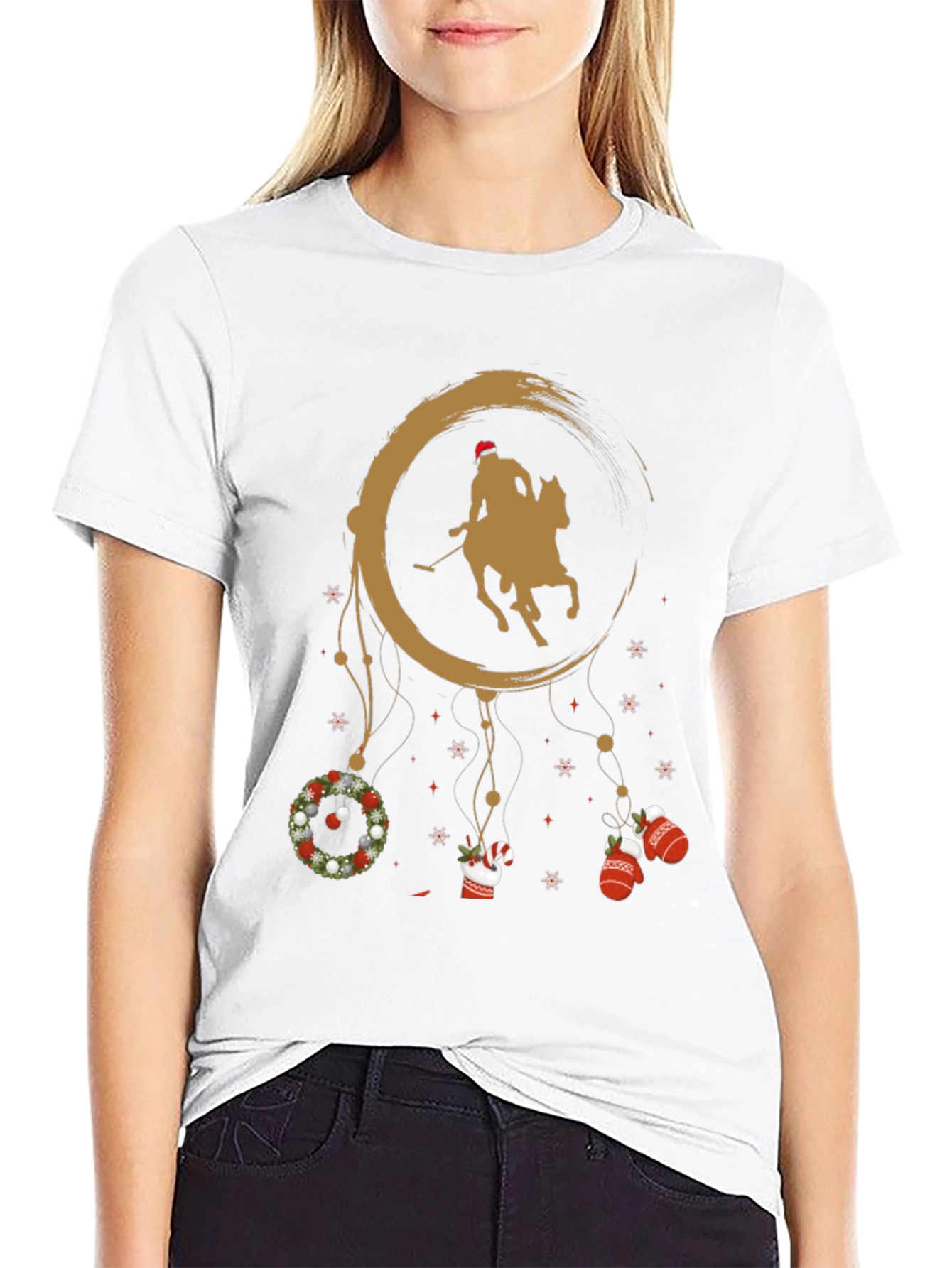 Black Christmas Polo Player T-Shirt view 9